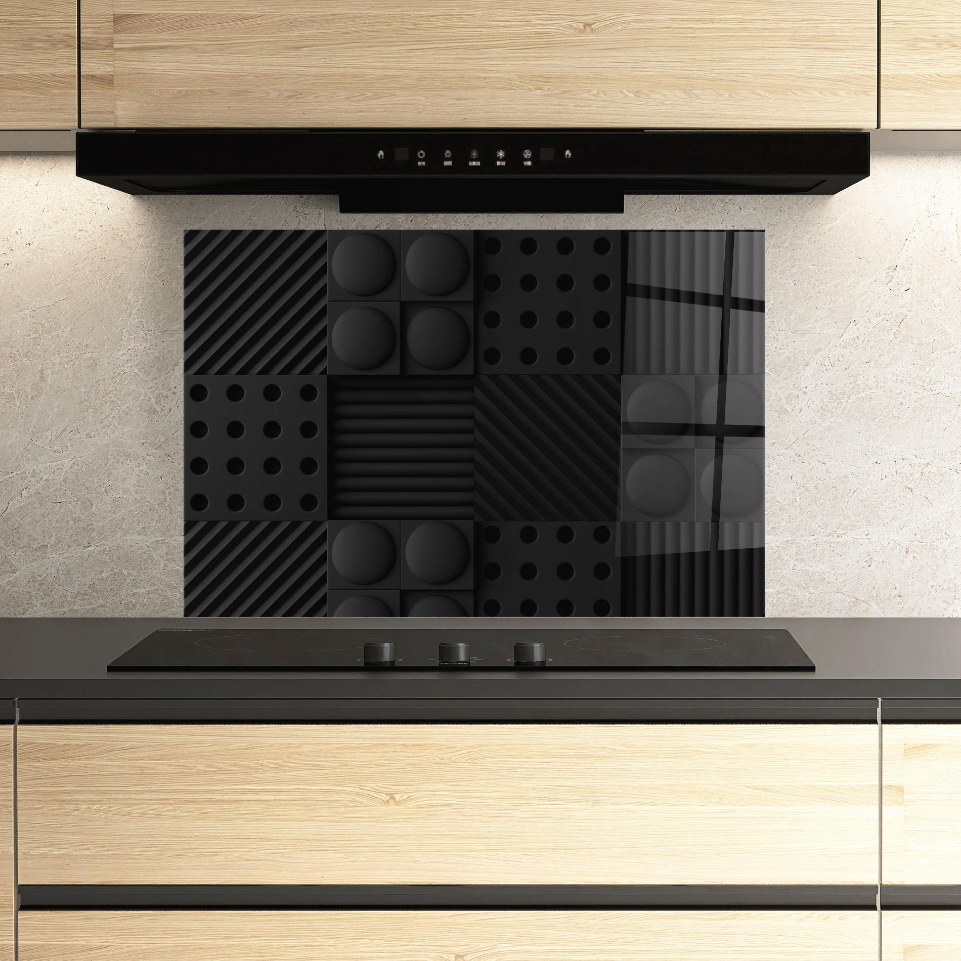 Стъклен панел за кухня Black Square Circle mockup 3