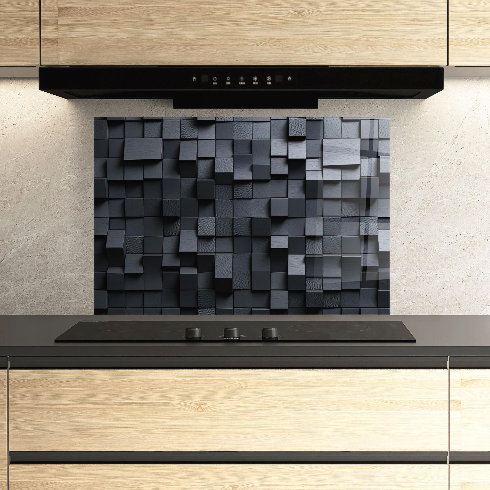 Стъклен панел за кухня Black Square Pattern mockup 3