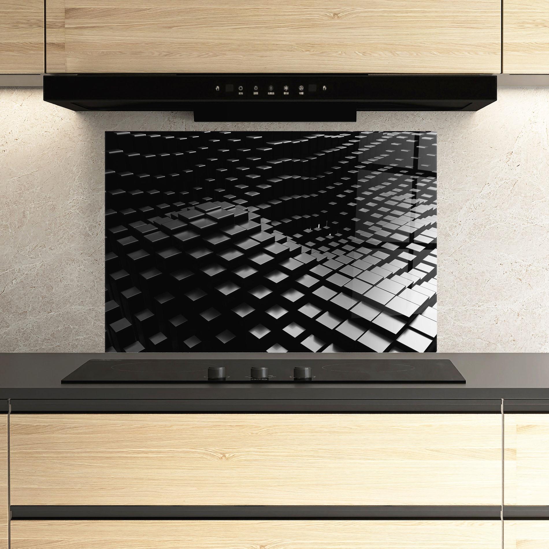 Стъклен панел за кухня Black Square Wave mockup 3