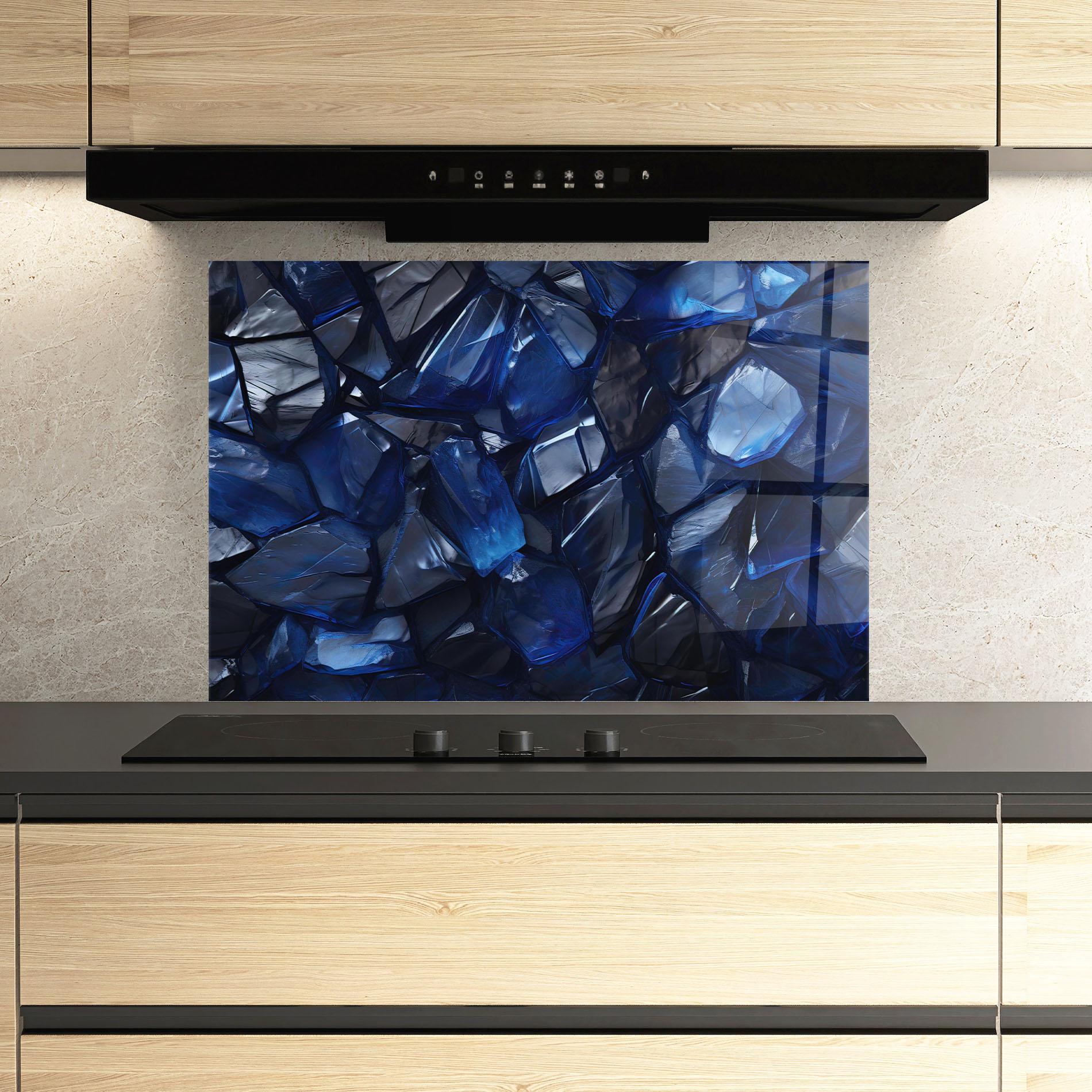 Стъклен панел за кухня Blue Crystal Shape mockup 3
