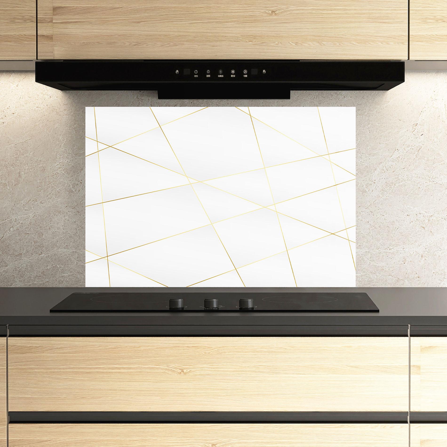 Стъклен панел за кухня Golden Line White mockup 3