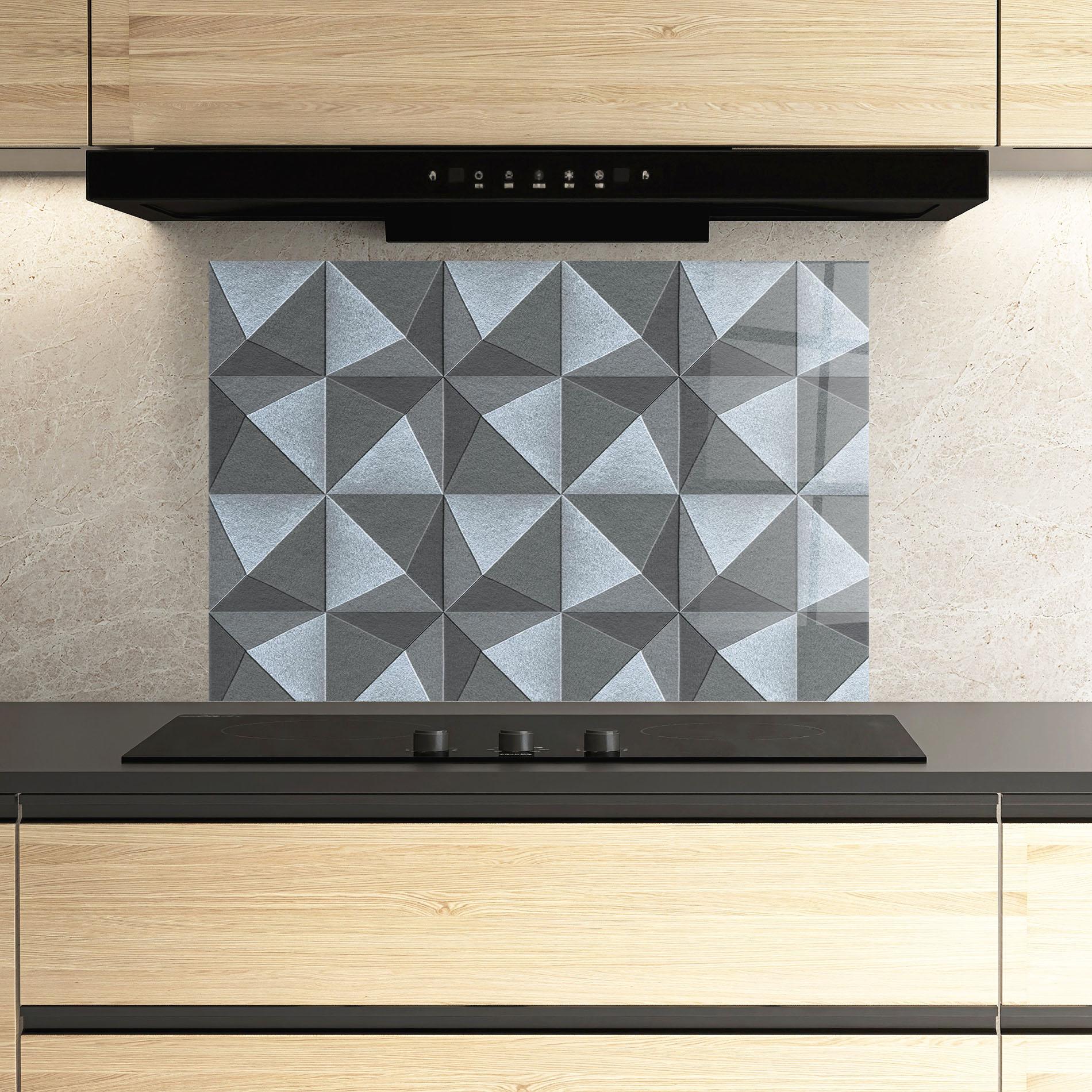 Стъклен панел за кухня Grey Triangle Square mockup 3