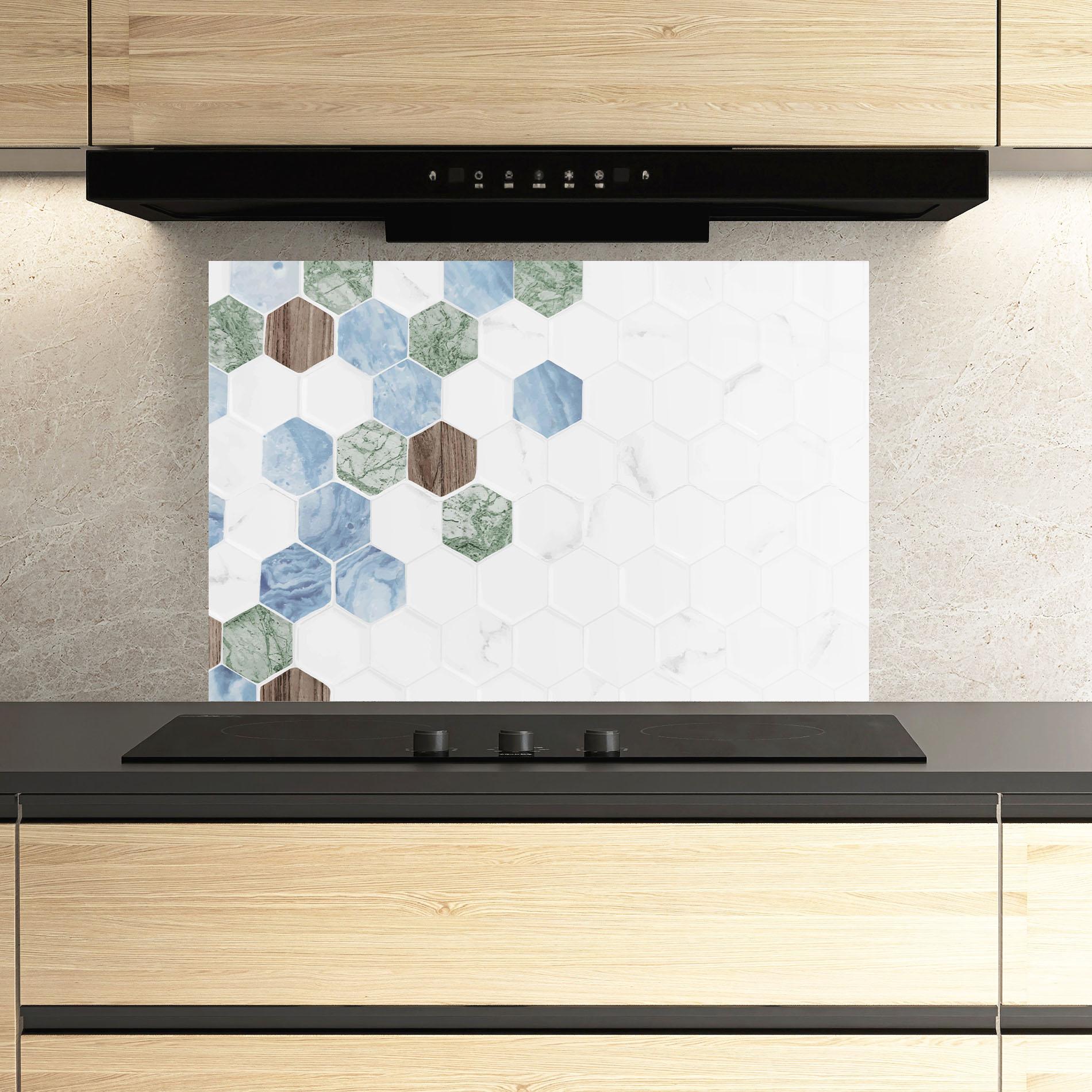 Стъклен панел за кухня Hexagon Pattern mockup 3