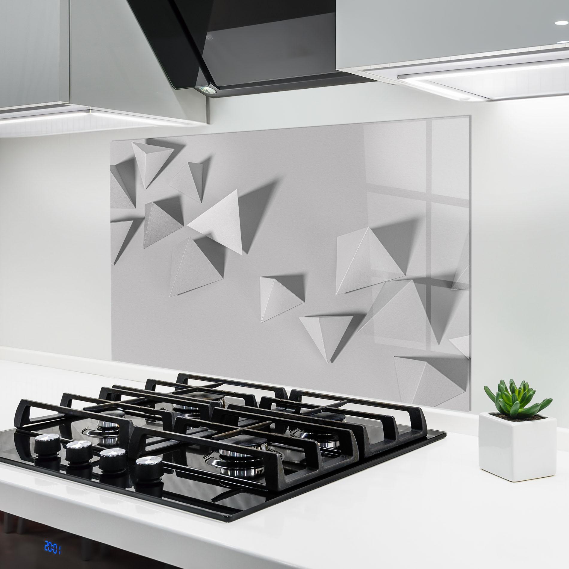 Стъклен панел за кухня 3d White Triangle mockup 6