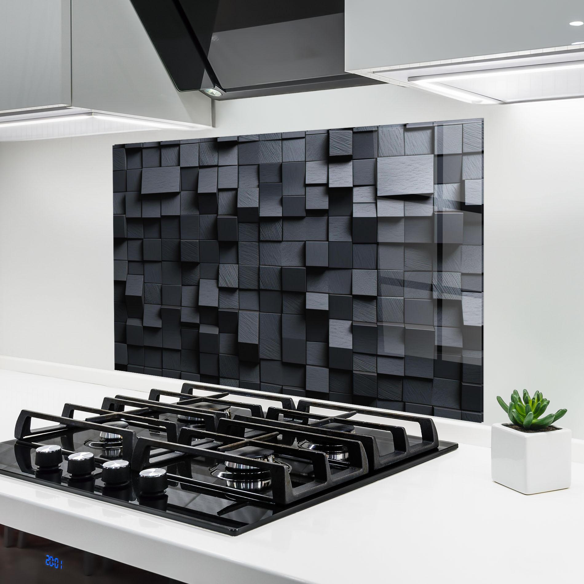 Стъклен панел за кухня Black Square Pattern mockup 6