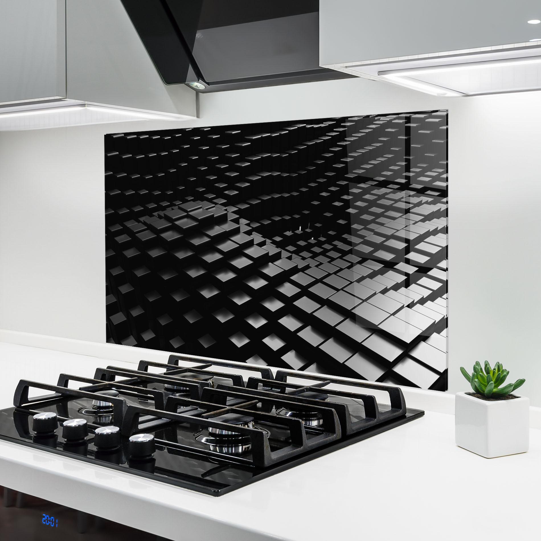 Стъклен панел за кухня Black Square Wave mockup 6