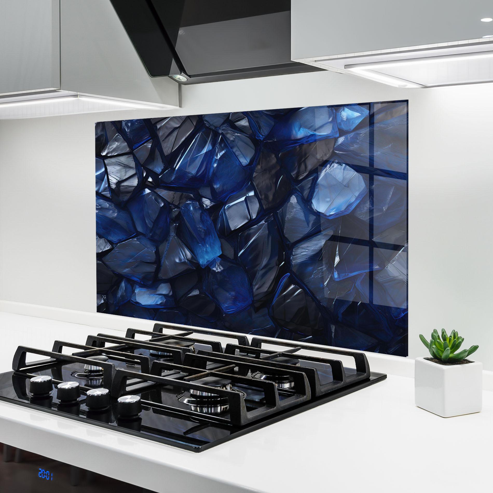 Стъклен панел за кухня Blue Crystal Shape mockup 6