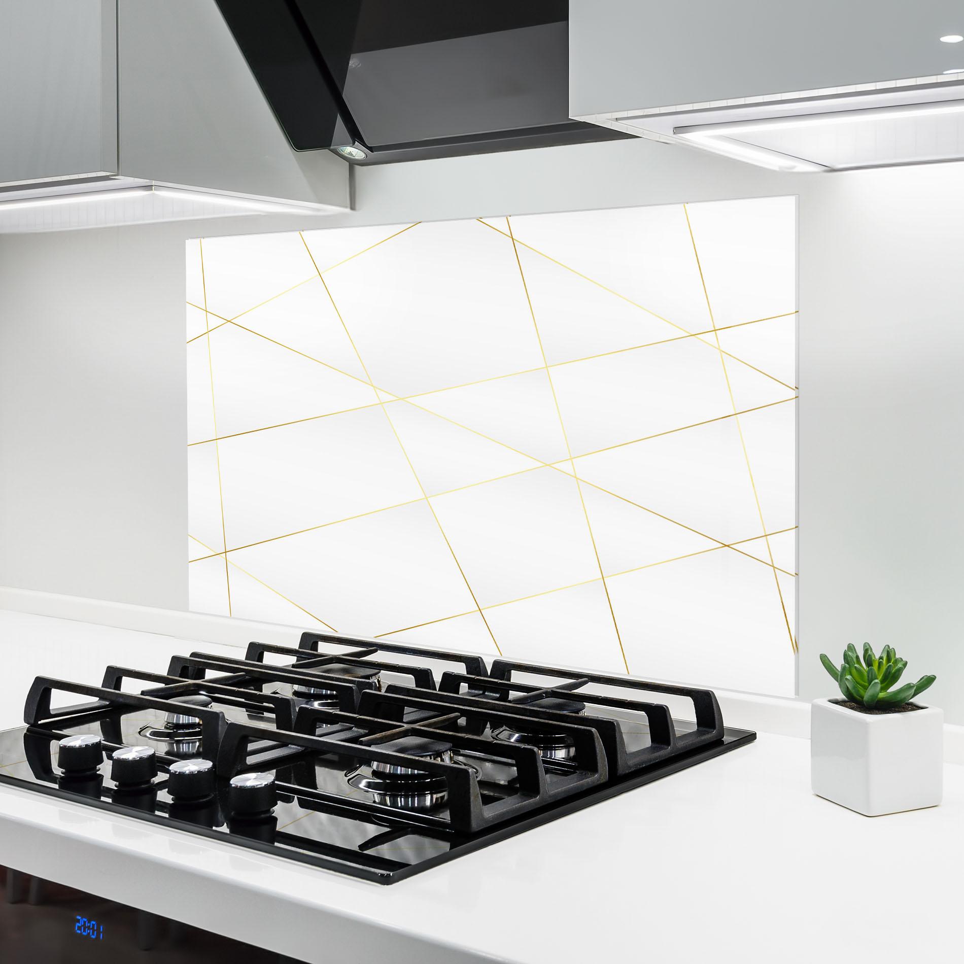 Стъклен панел за кухня Golden Line White mockup 6