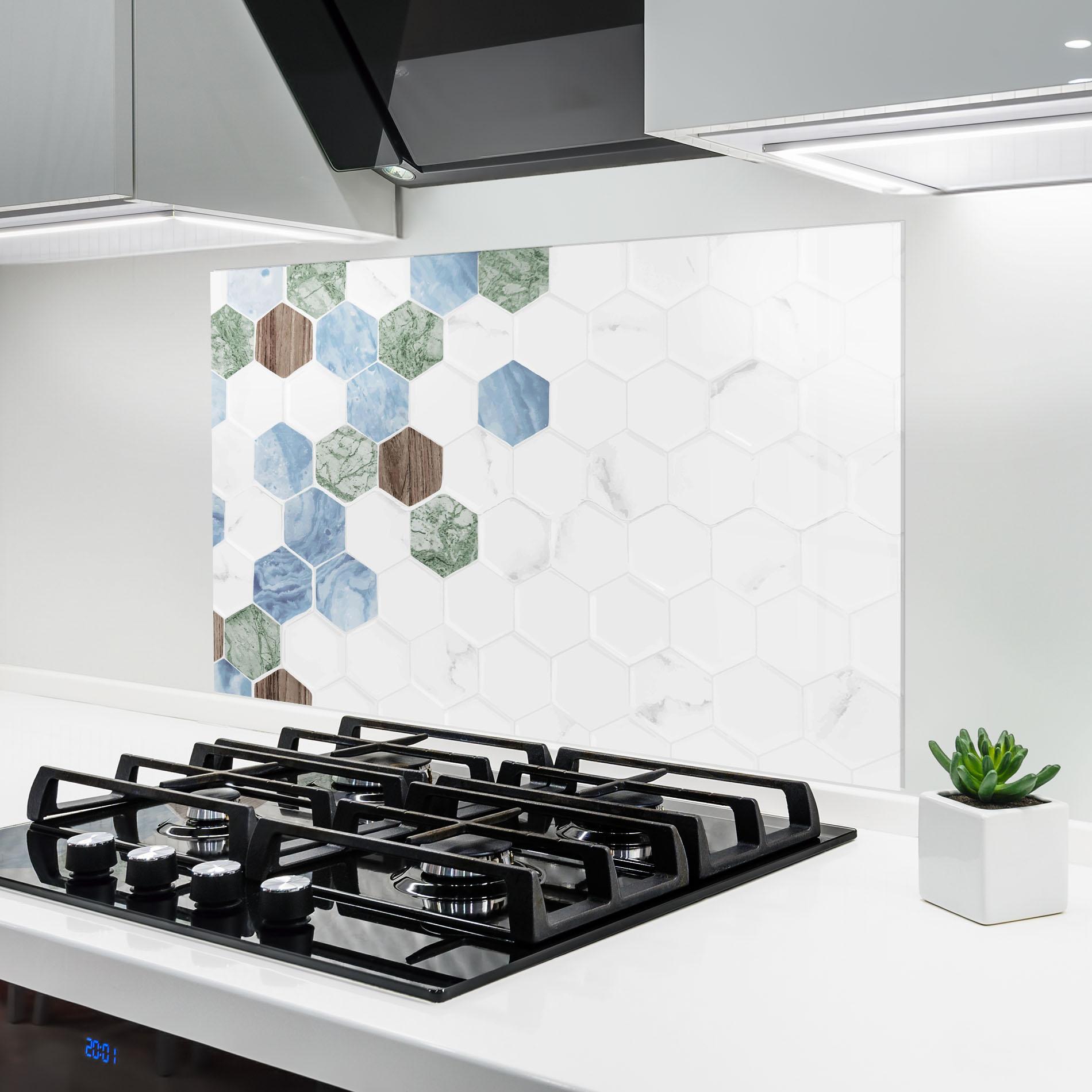 Стъклен панел за кухня Hexagon Pattern mockup 6