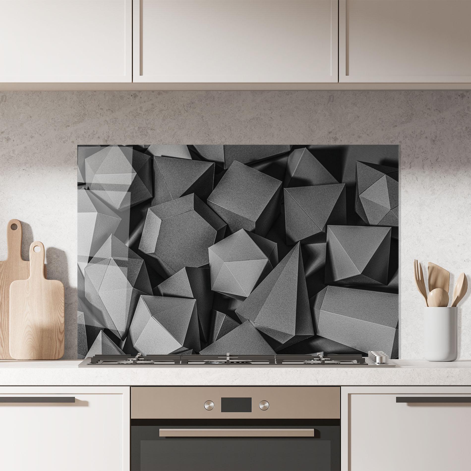 Стъклен панел за кухня Black Geometric Shapes mockup 7