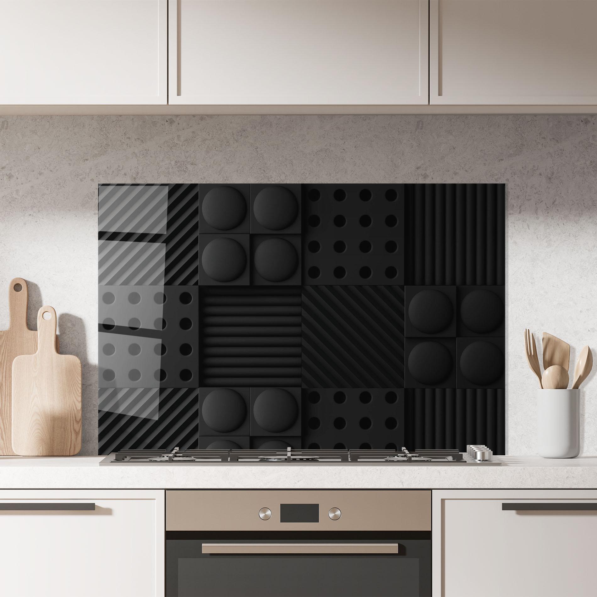 Стъклен панел за кухня Black Square Circle mockup 7