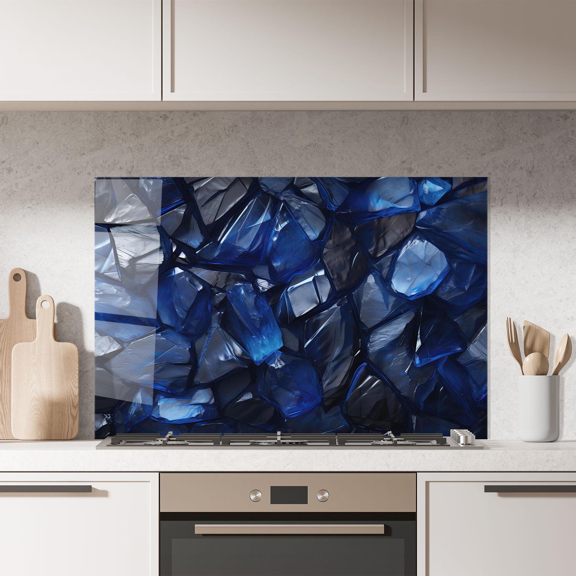 Стъклен панел за кухня Blue Crystal Shape mockup 7