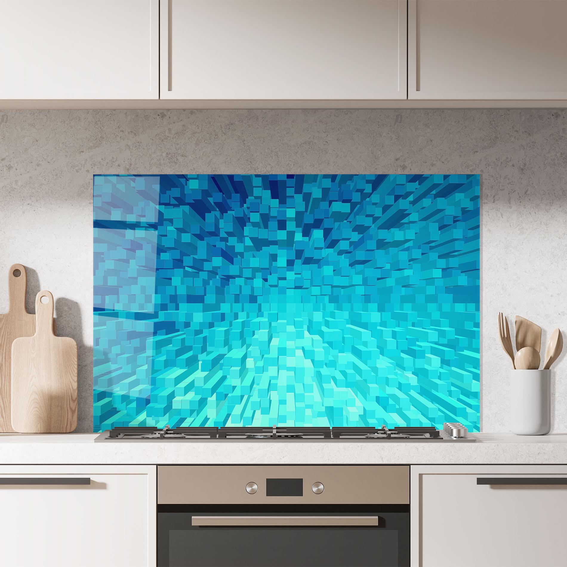 Стъклен панел за кухня Blue Square Mix mockup 7