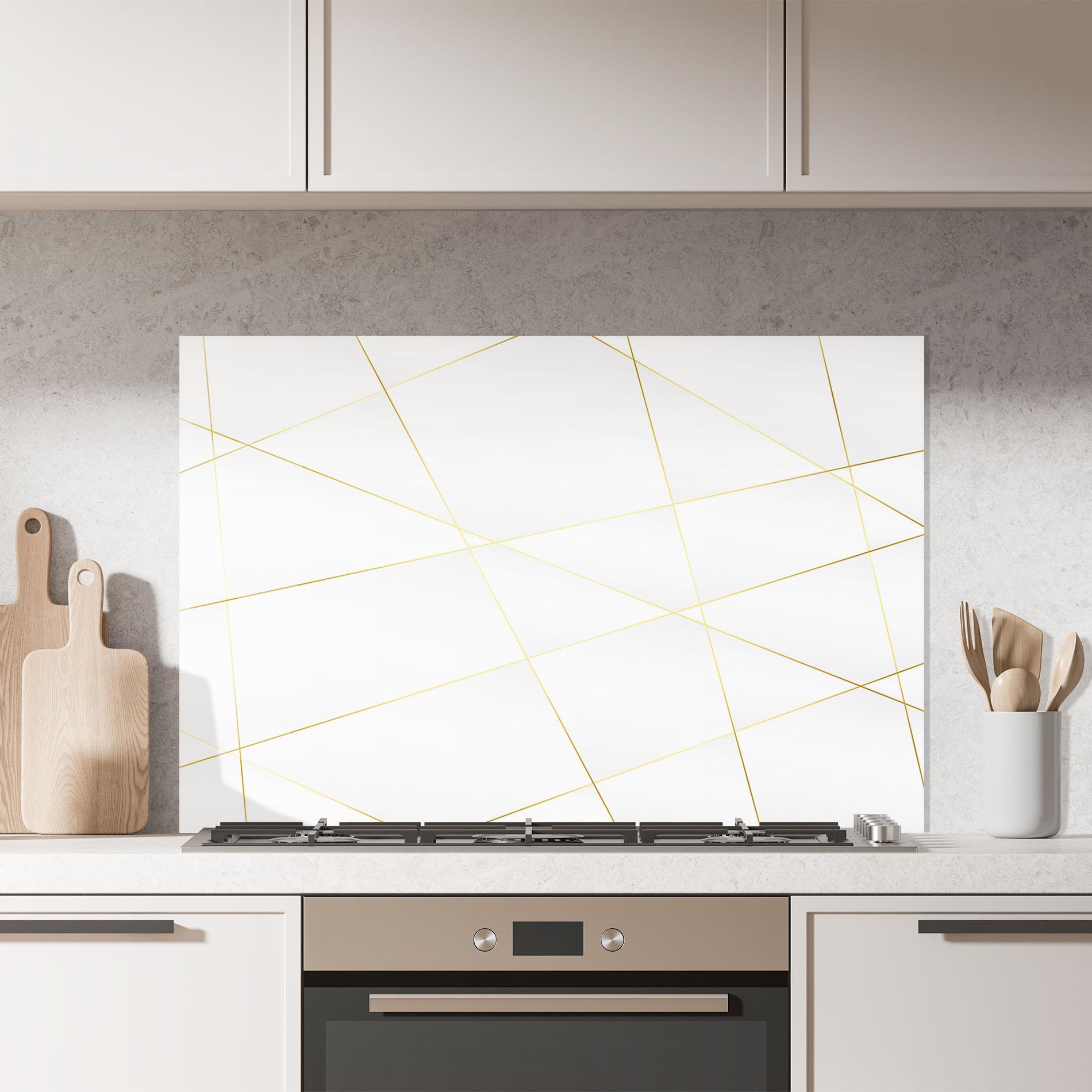 Стъклен панел за кухня Golden Line White mockup 7