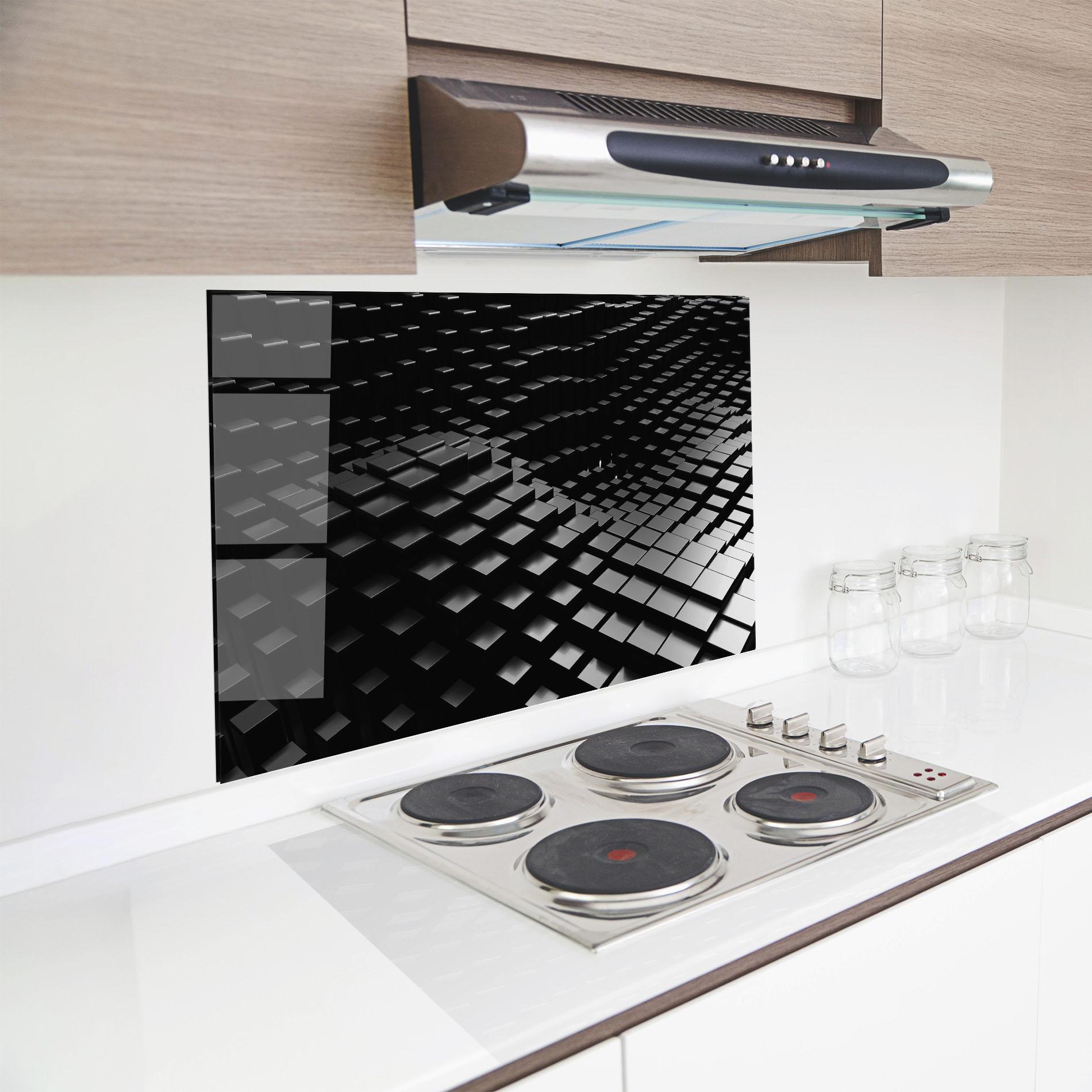 Стъклен панел за кухня Black Square Wave mockup 8