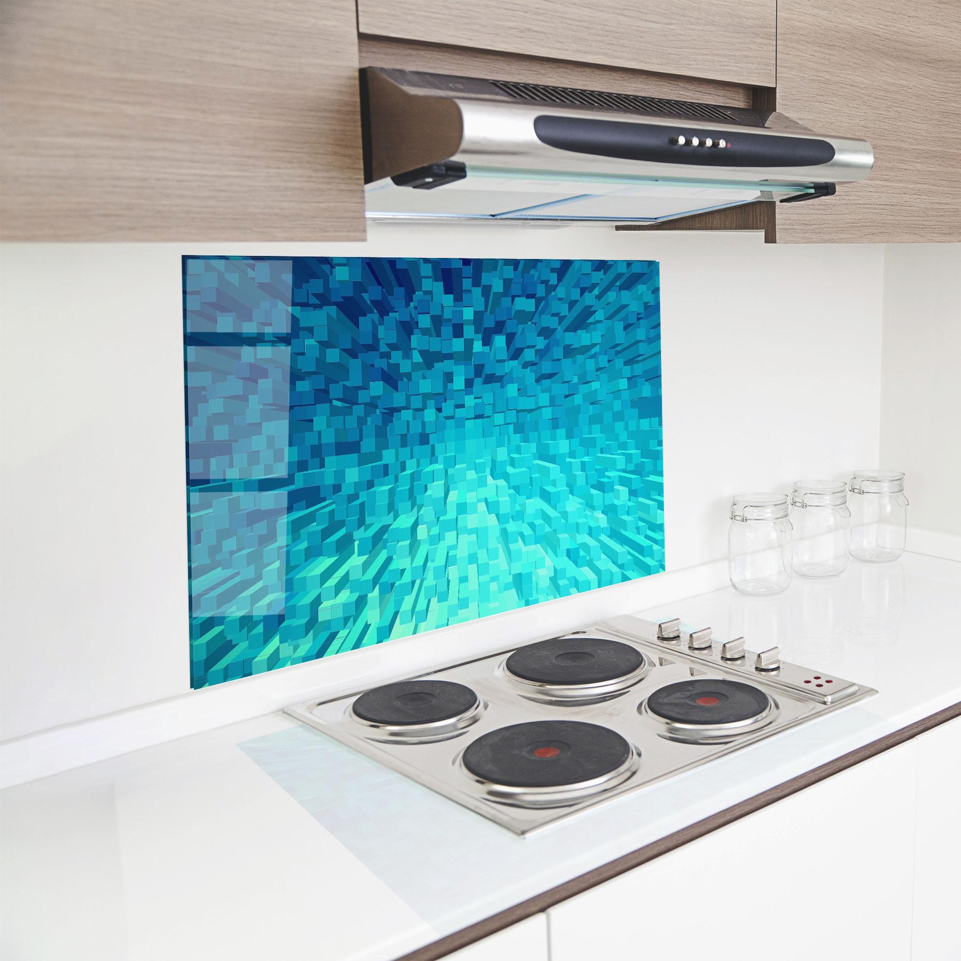 Стъклен панел за кухня Blue Square Mix mockup 8