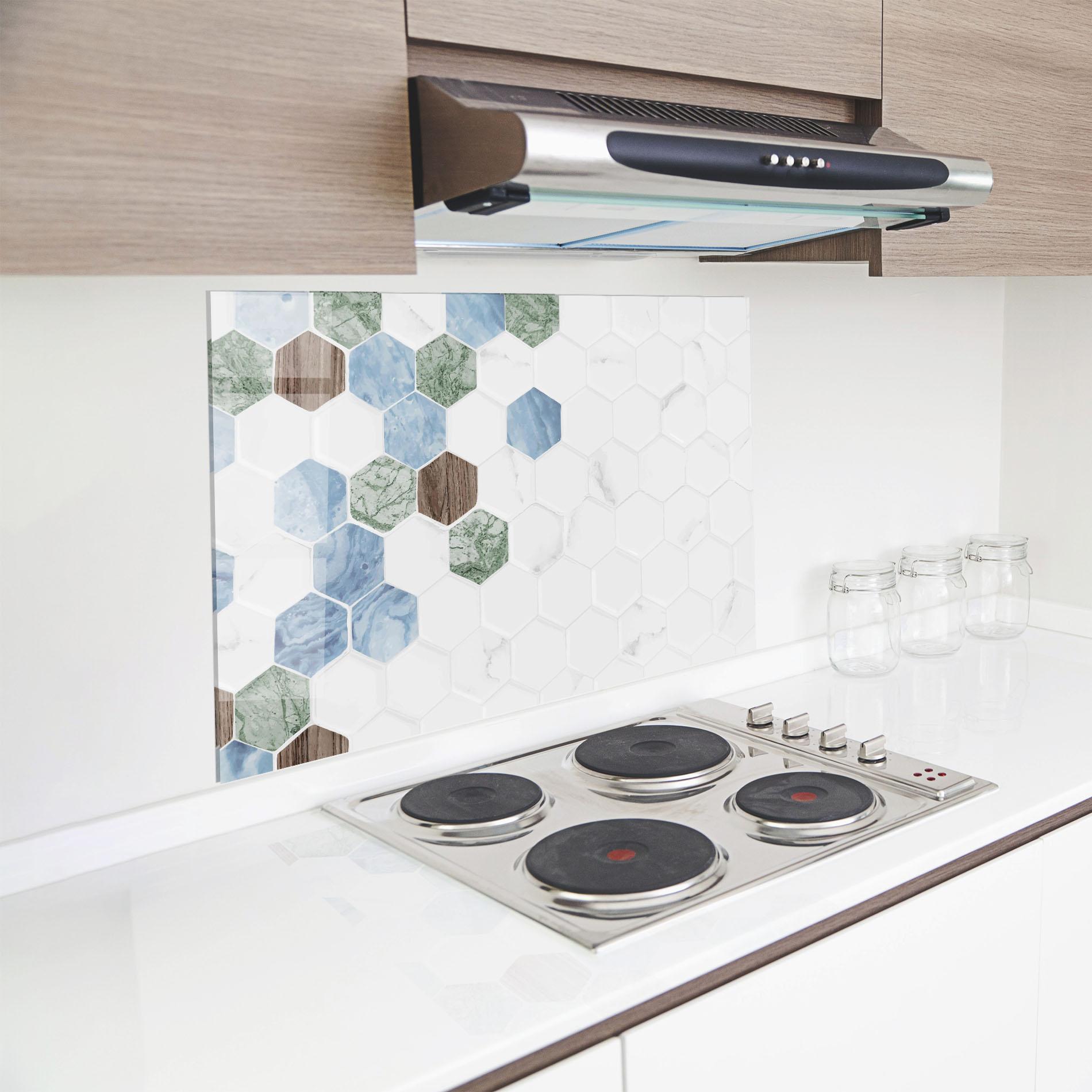 Стъклен панел за кухня Hexagon Pattern mockup 8