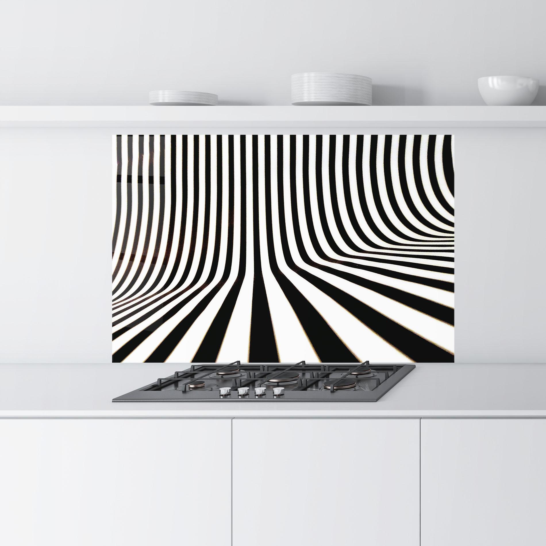 Стъклен панел за кухня Black And White Illusion mockup 9