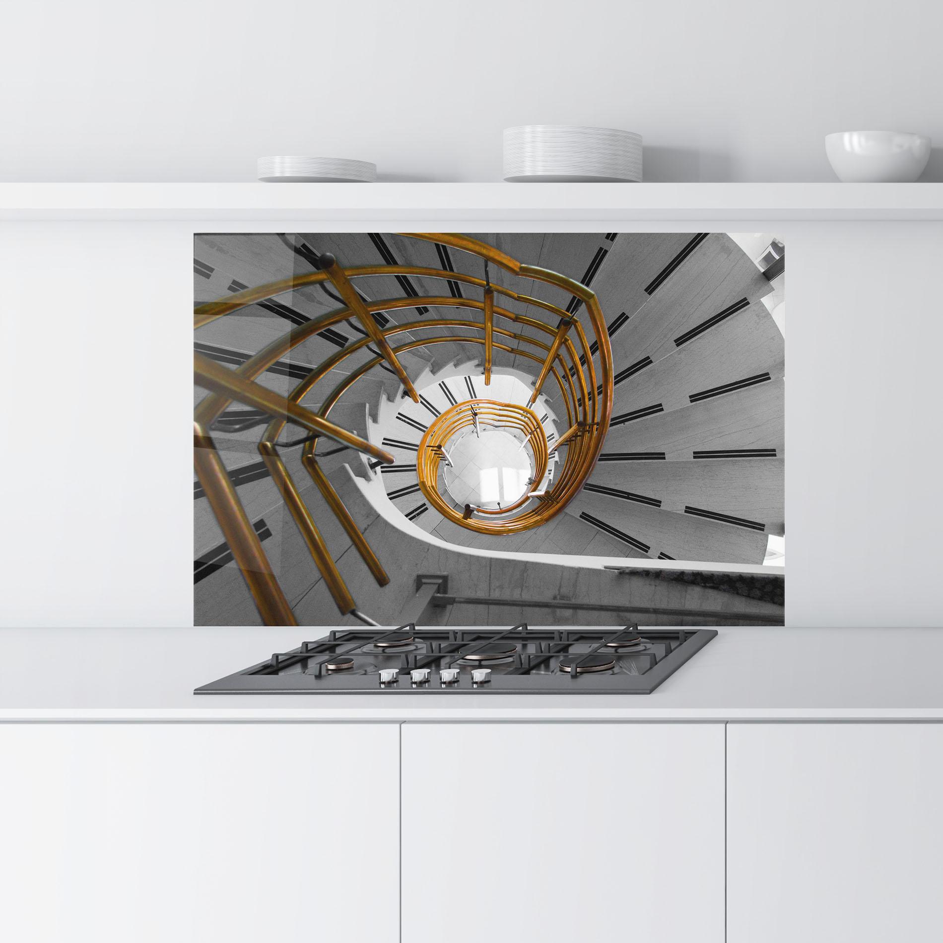 Стъклен панел за кухня Gold Bar Stairs mockup 9