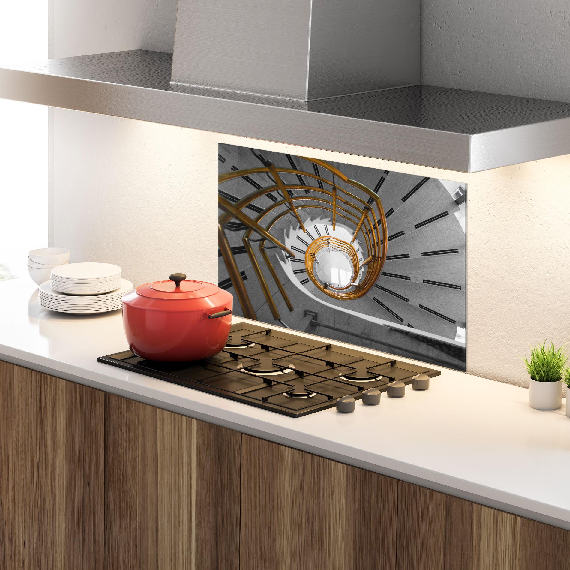 Стъклен панел за кухня Gold Bar Stairs mockup 4