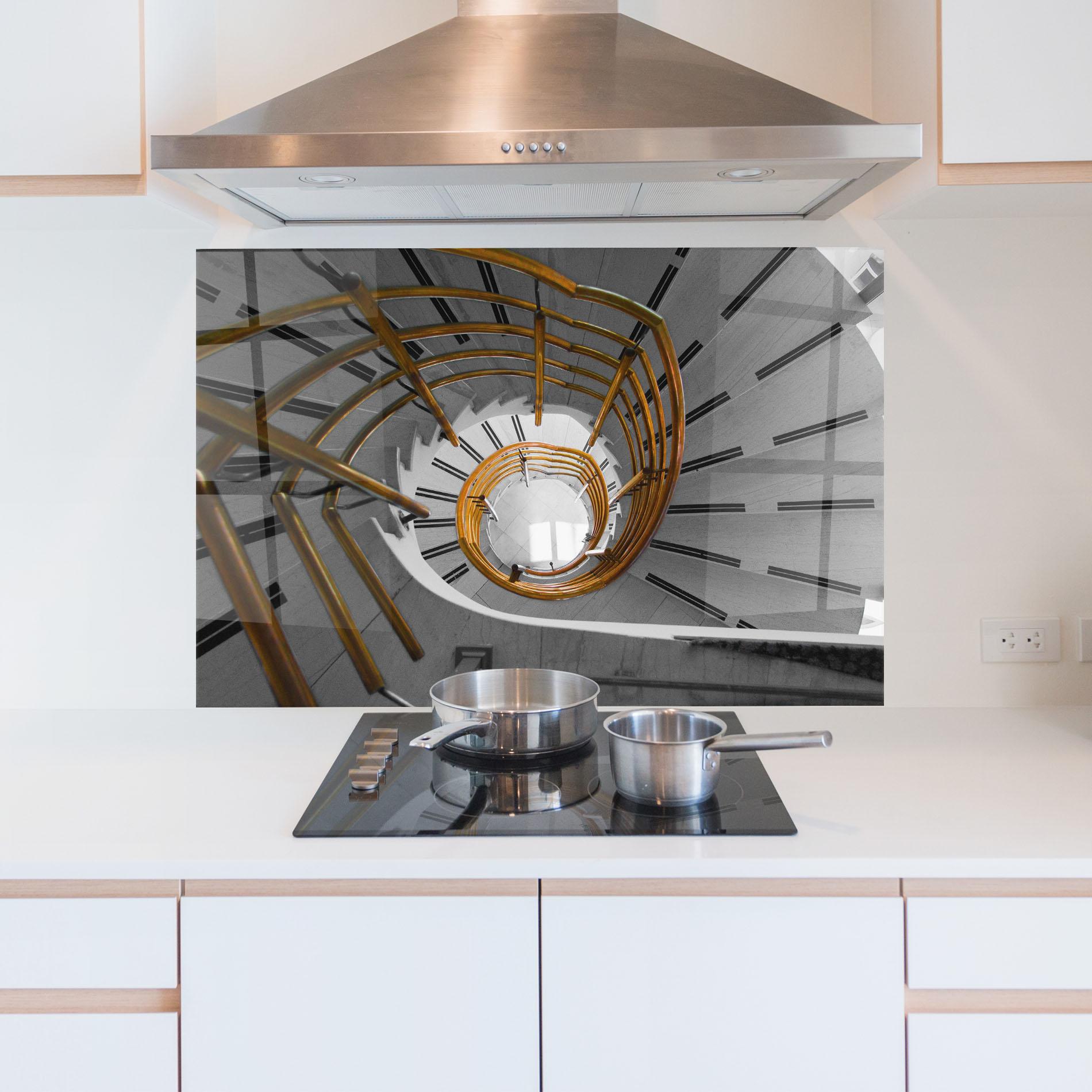 Стъклен панел за кухня Gold Bar Stairs mockup 5