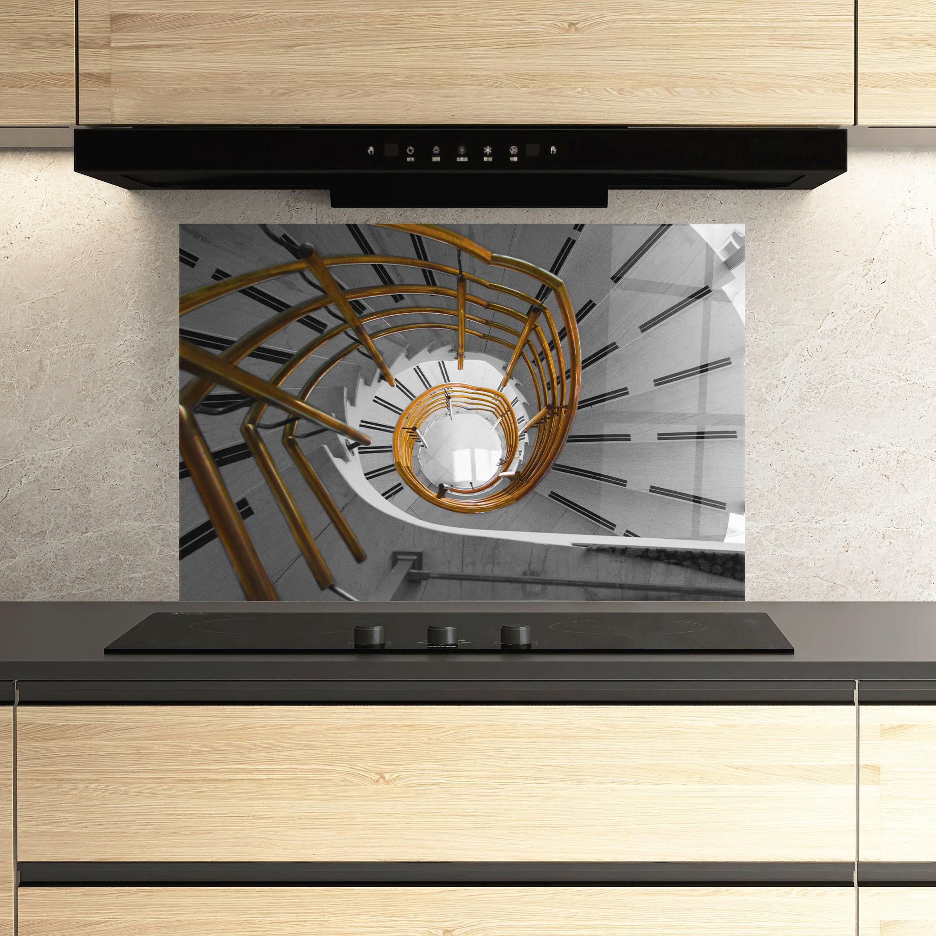 Стъклен панел за кухня Gold Bar Stairs mockup 3