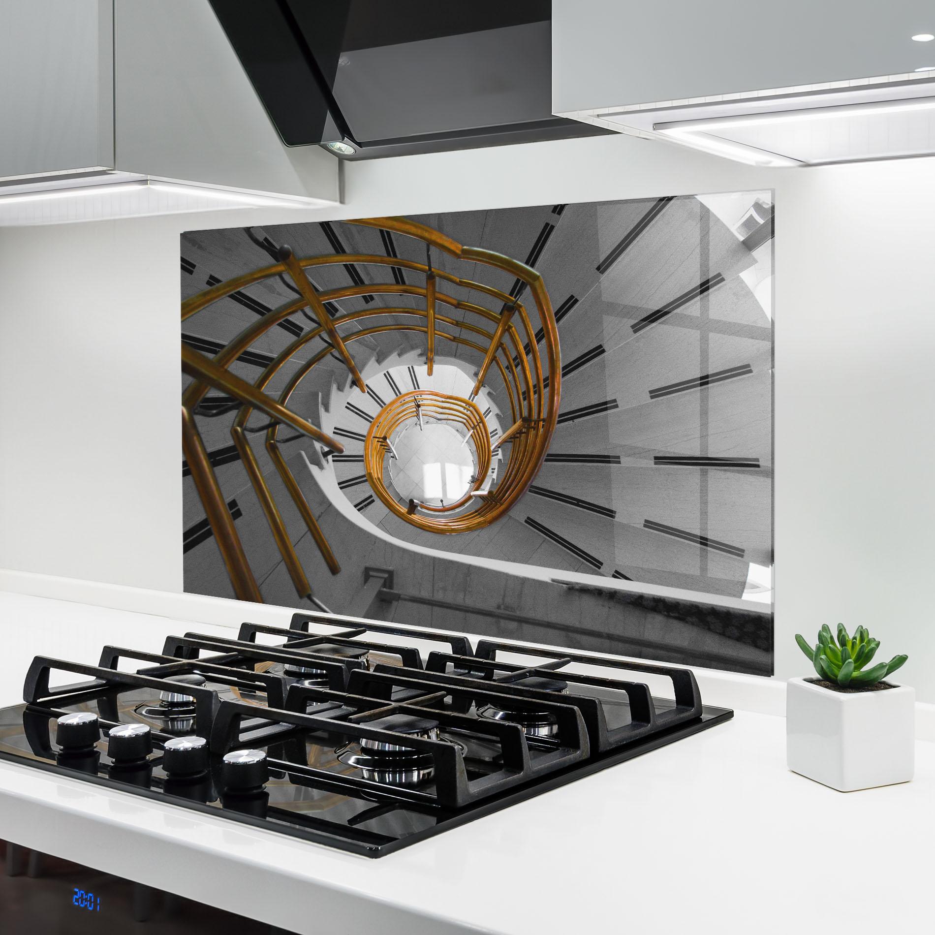 Стъклен панел за кухня Gold Bar Stairs mockup 6