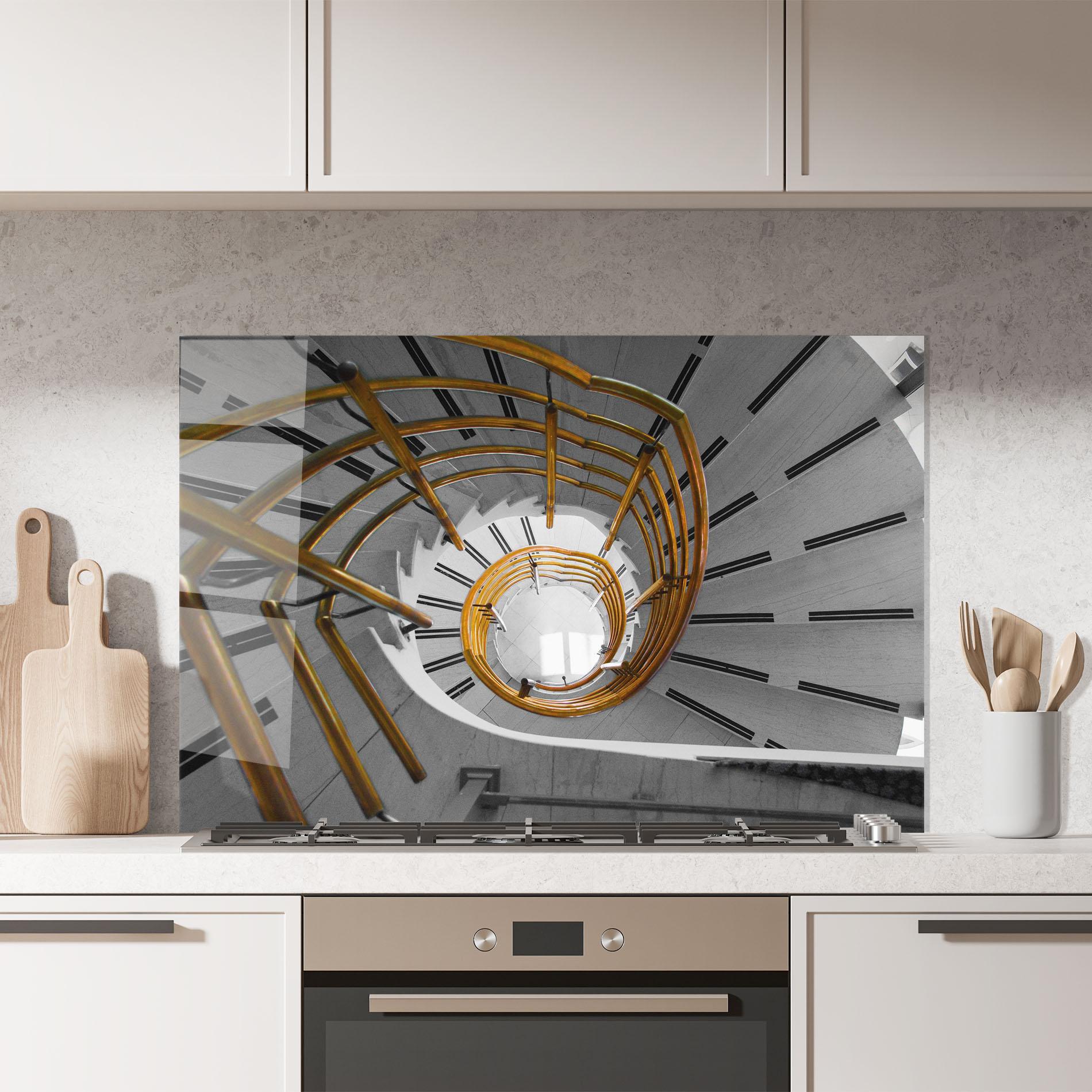 Стъклен панел за кухня Gold Bar Stairs mockup 7