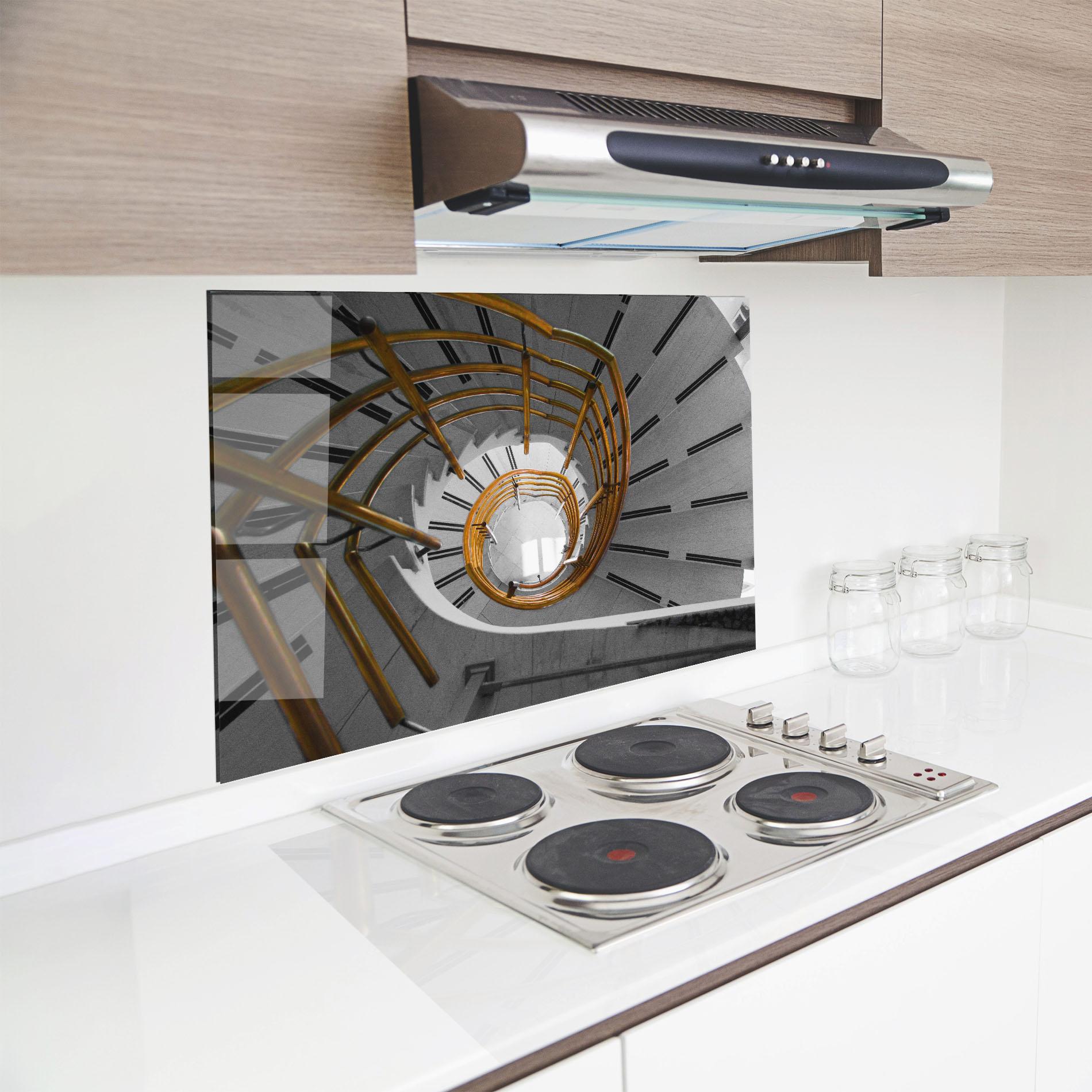 Стъклен панел за кухня Gold Bar Stairs mockup 8