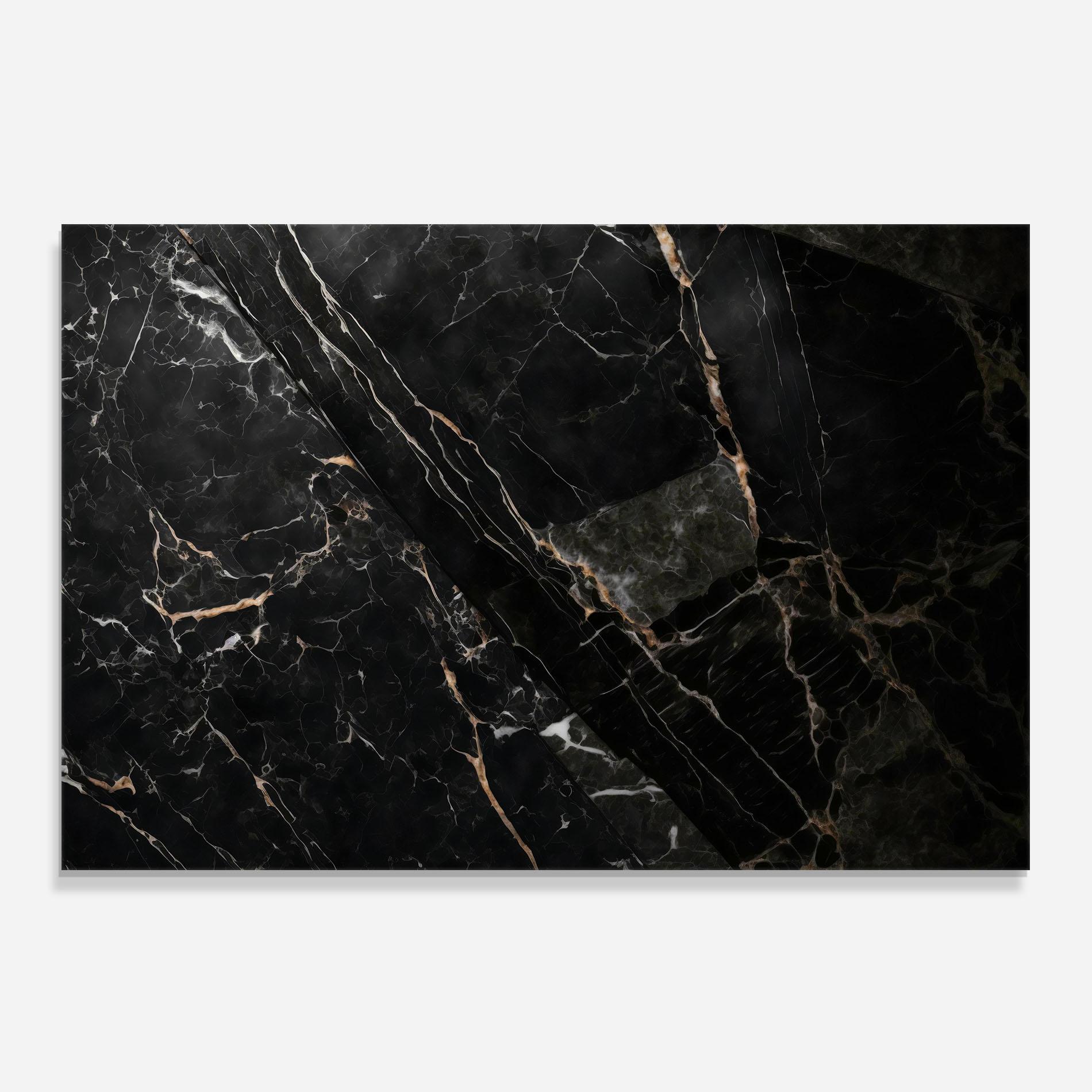 Стъклен панел за кухня Black Brown Marble mockup 0