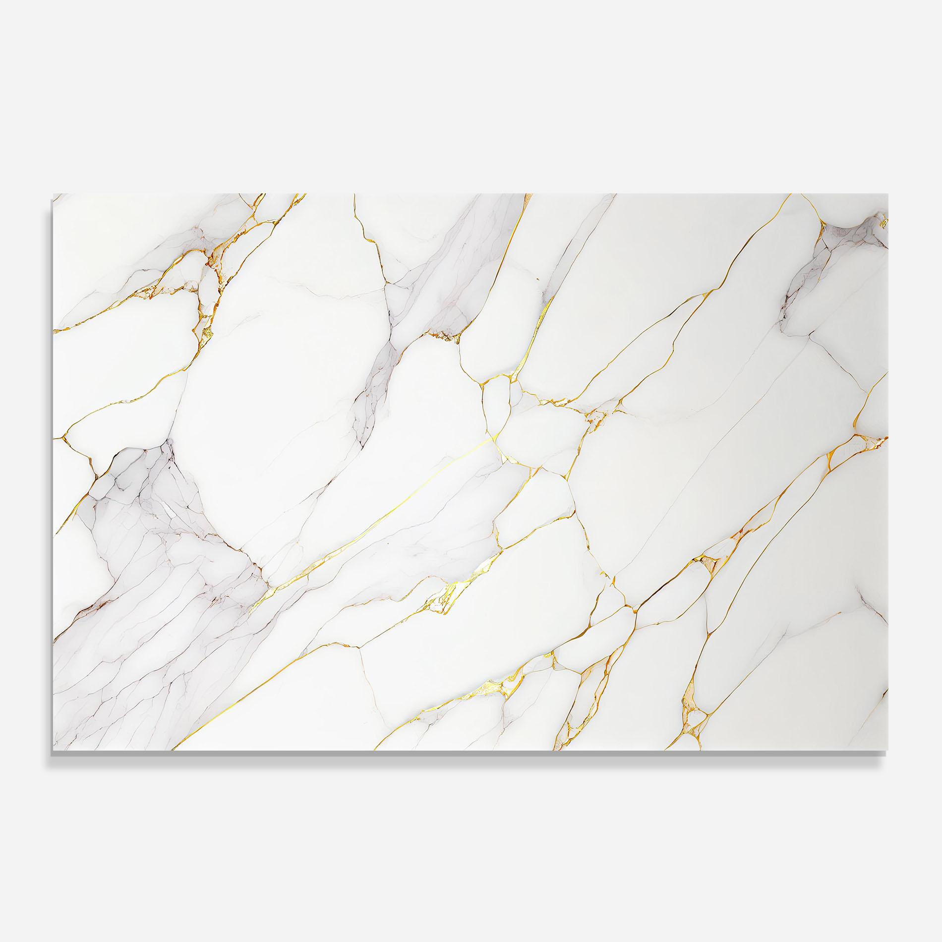 Стъклен панел за кухня White Grey Golden Lines mockup 0