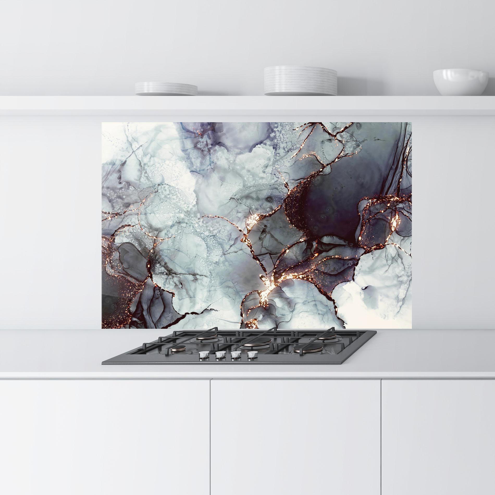 Стъклен панел за кухня Abstract Gold Path mockup 9