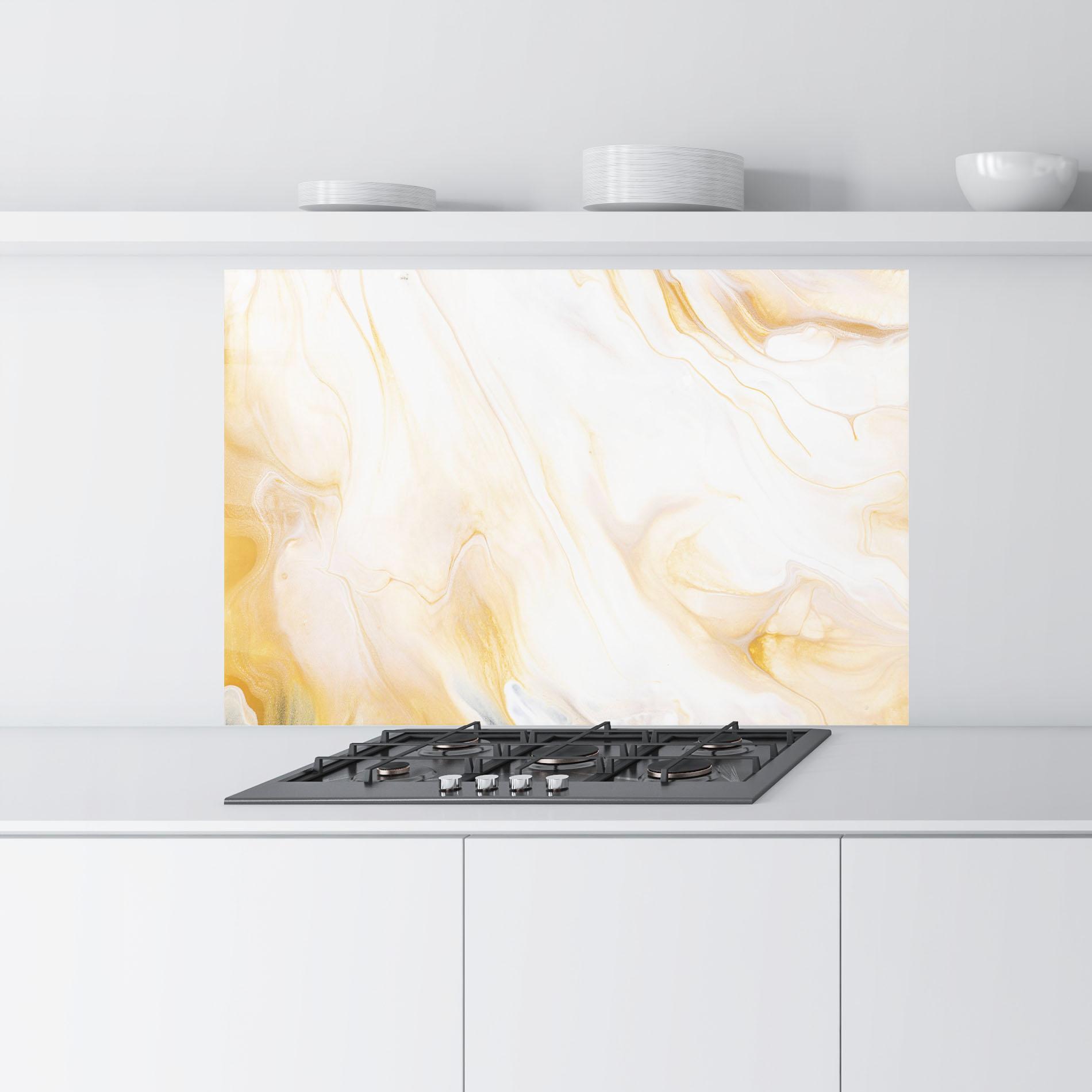 Стъклен панел за кухня White Yellow Marble mockup 9
