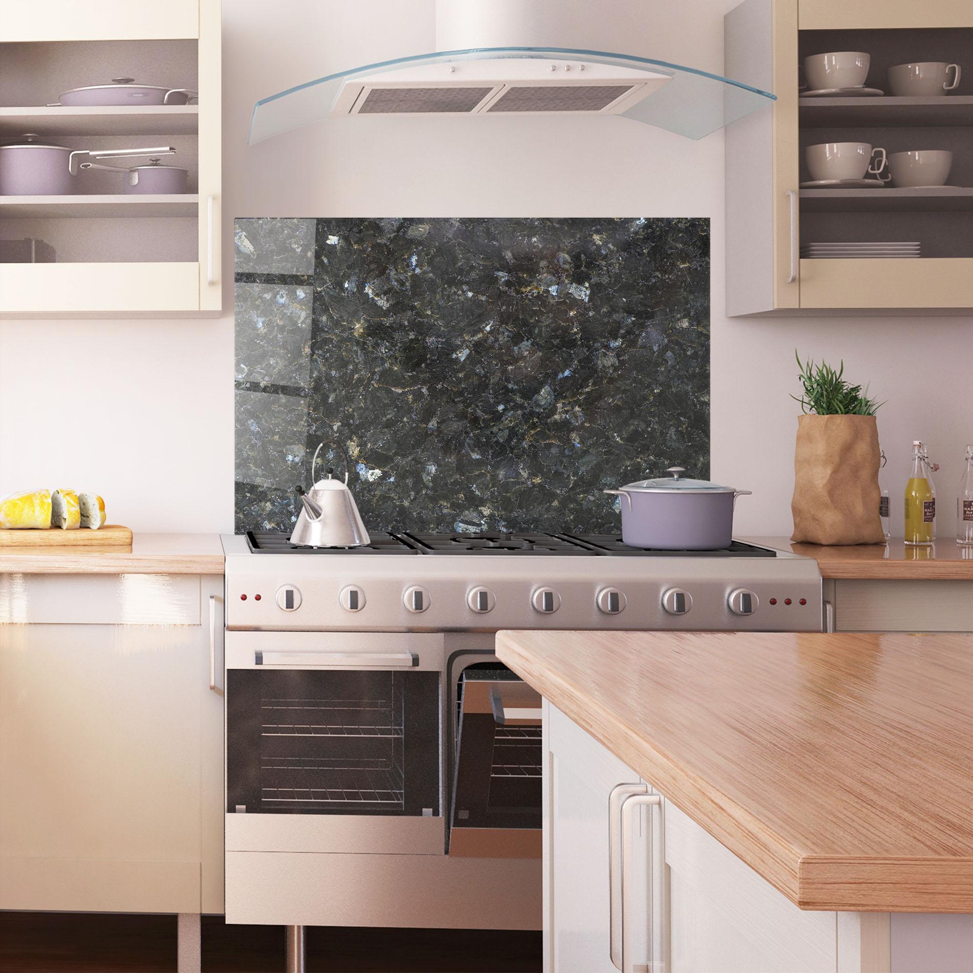 Стъклен панел за кухня Dark Grey Marble mockup 1