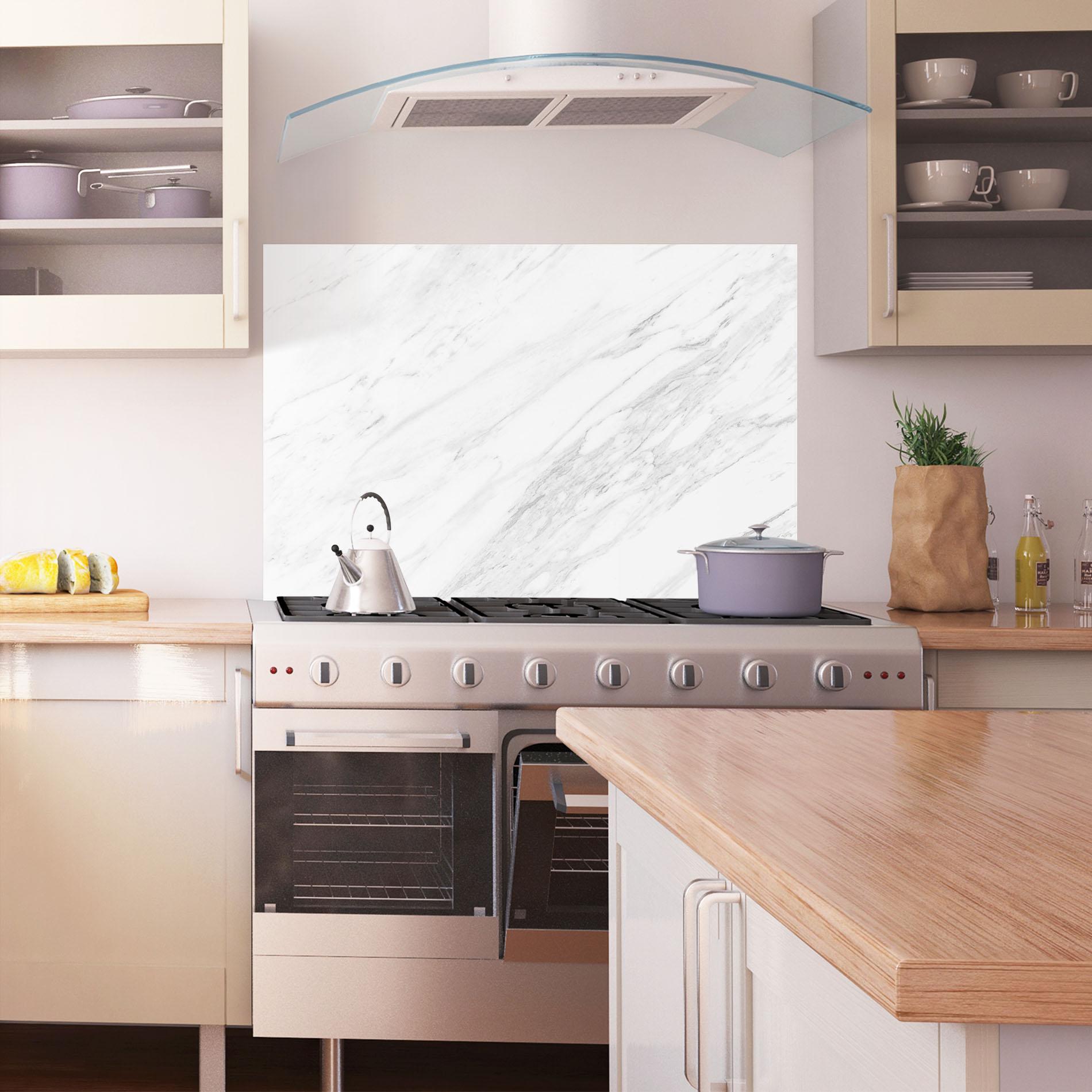 Стъклен панел за кухня Light Grey Marble mockup 1