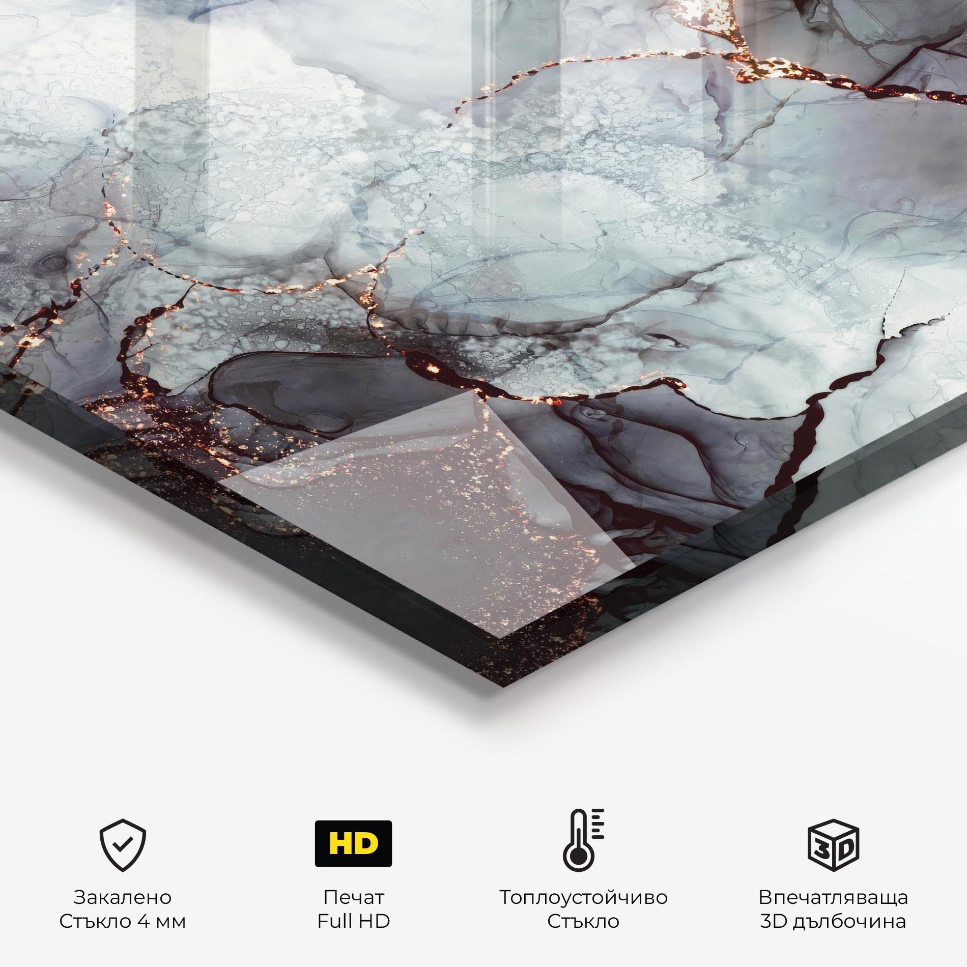 Стъклен панел за кухня Abstract Gold Path mockup 2