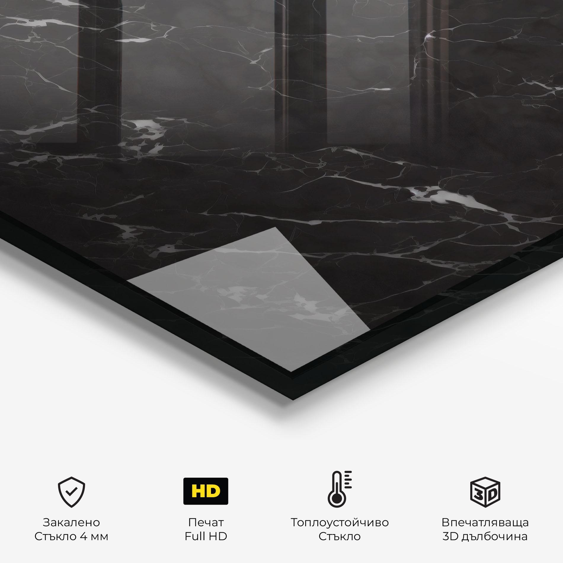 Стъклен панел за кухня Black Marble mockup 2