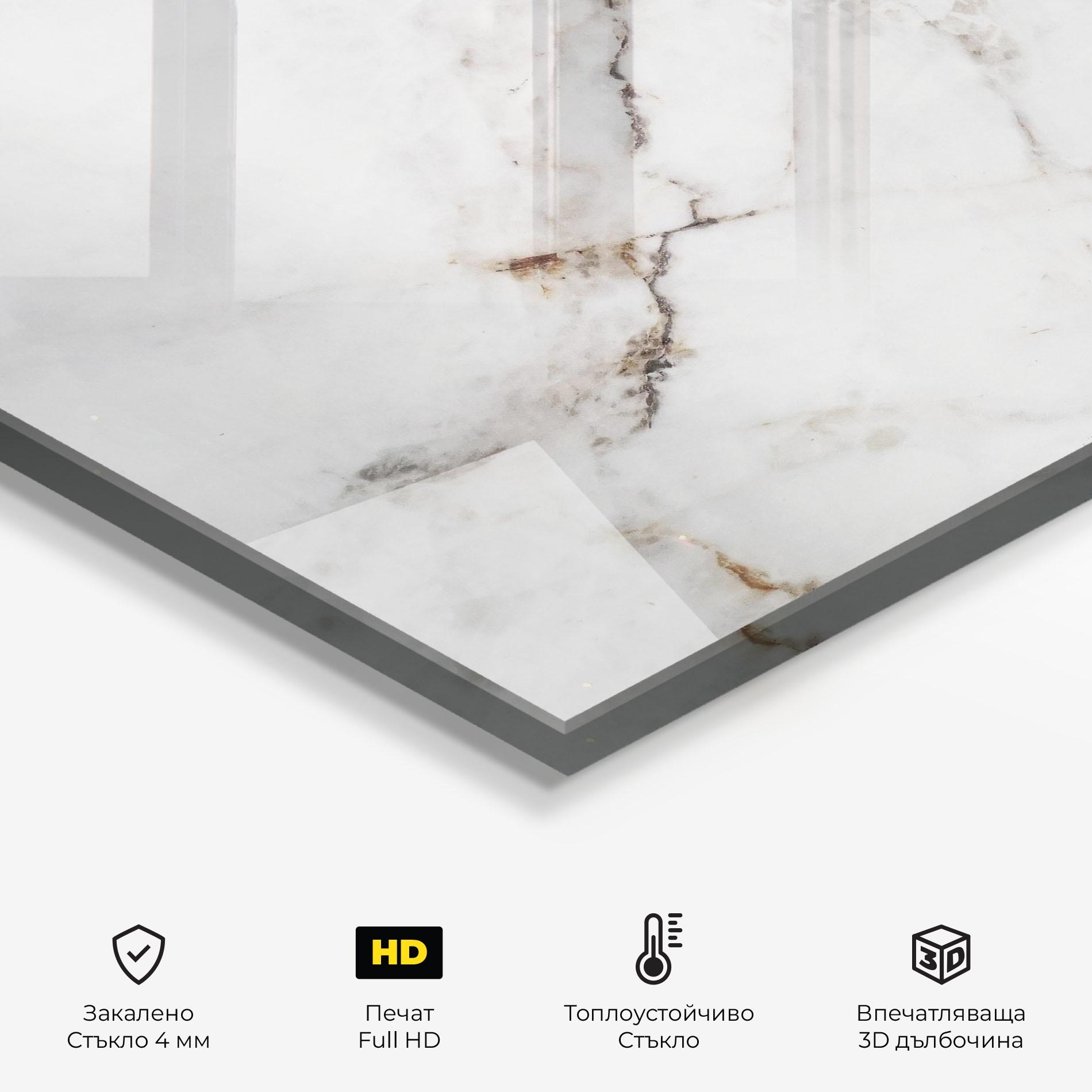 Стъклен панел за кухня Close Up White Marble mockup 2
