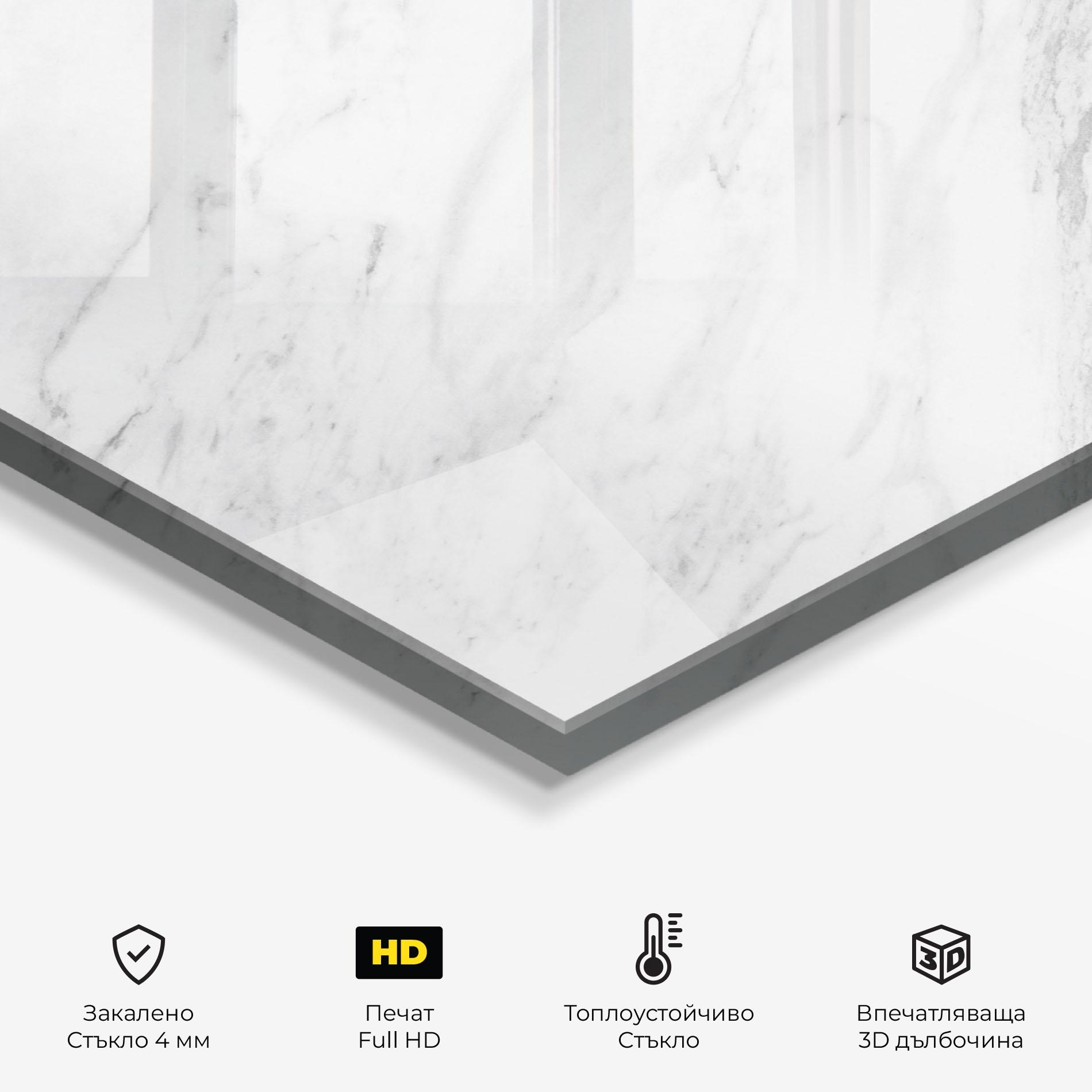 Стъклен панел за кухня Light Grey Marble mockup 2