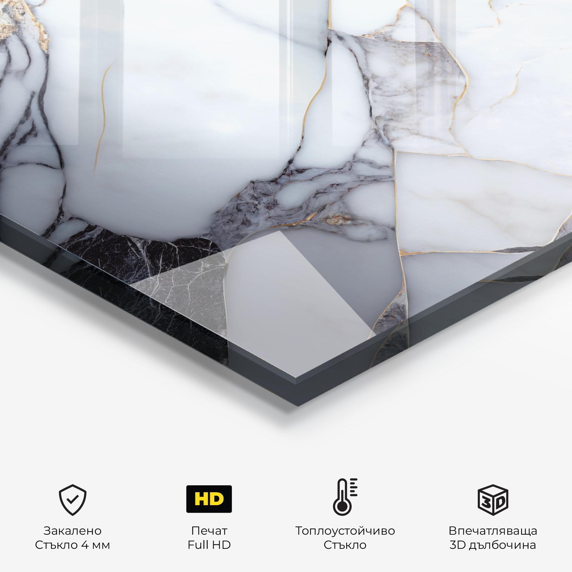 Стъклен панел за кухня Marble Glass mockup 2