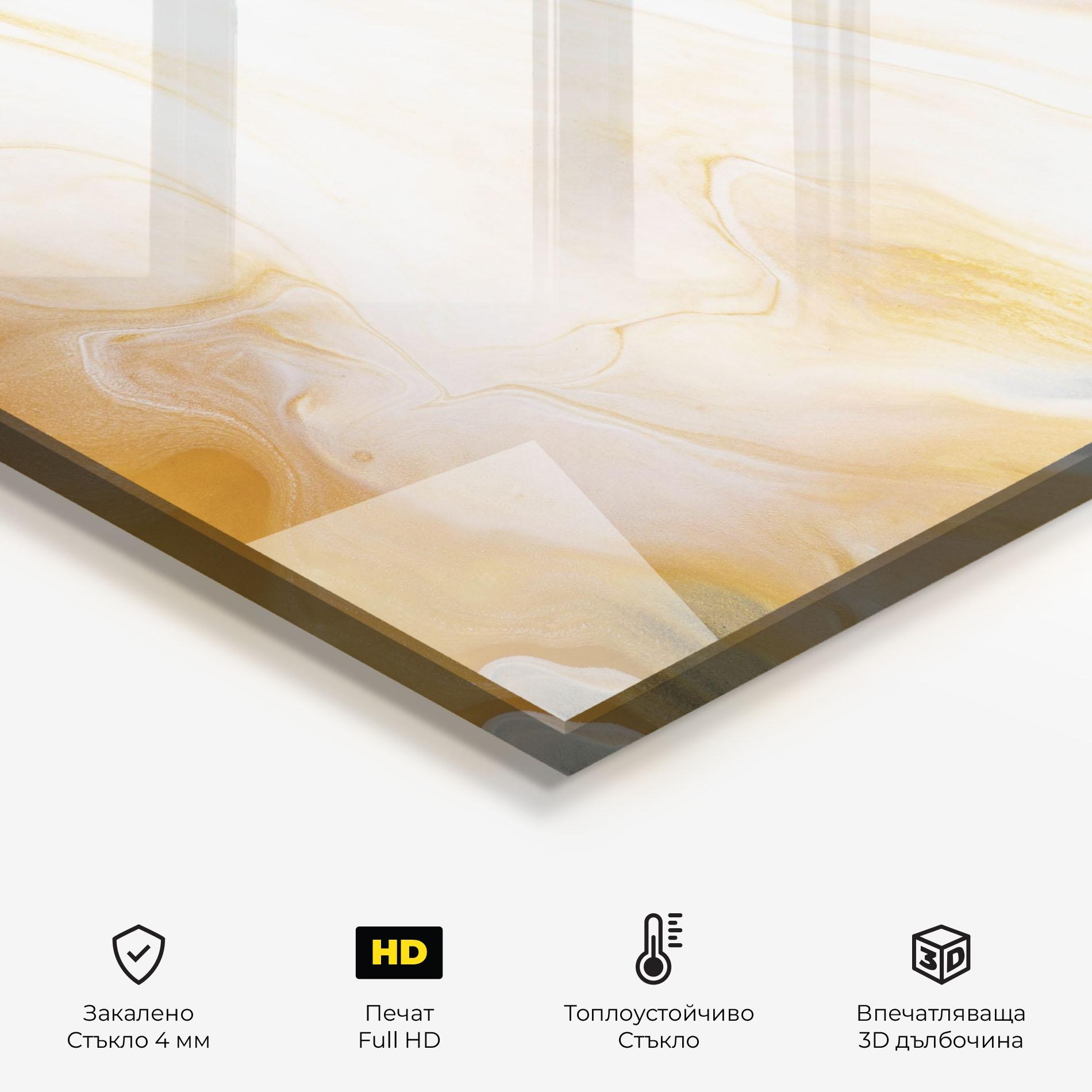 Стъклен панел за кухня White Yellow Marble mockup 2
