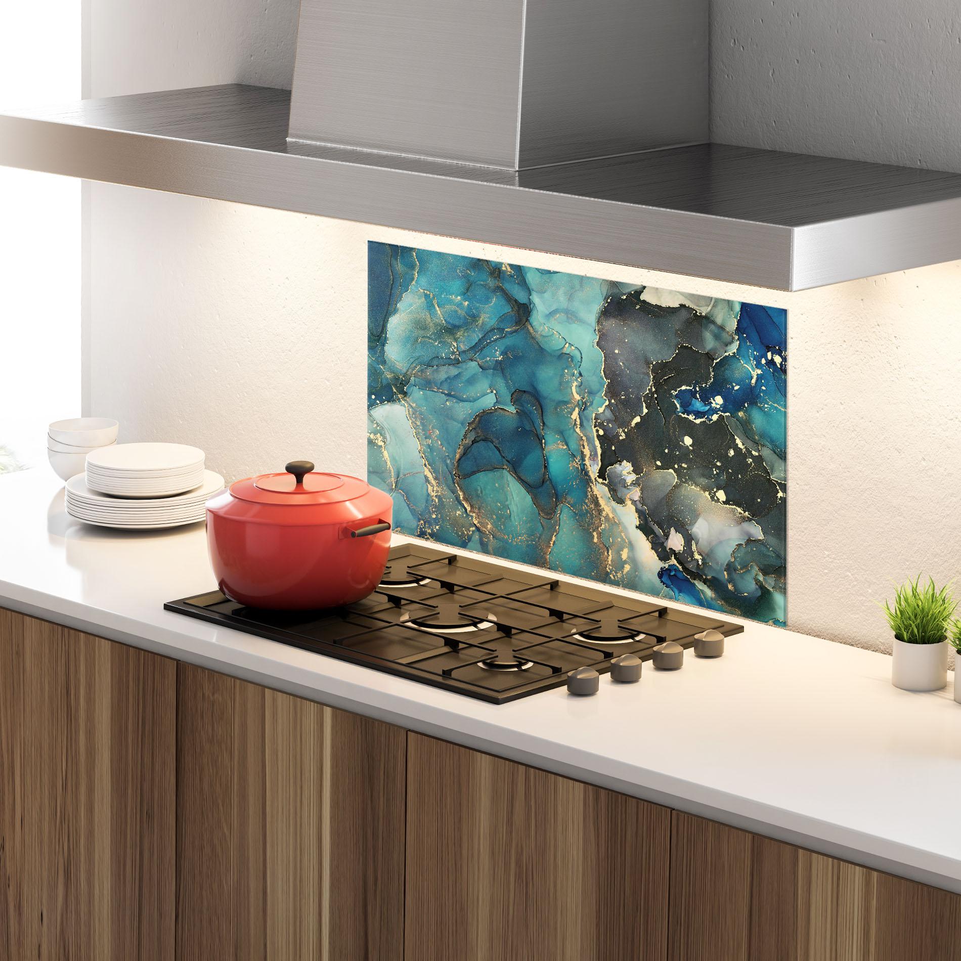 Стъклен панел за кухня Blue Marble mockup 4