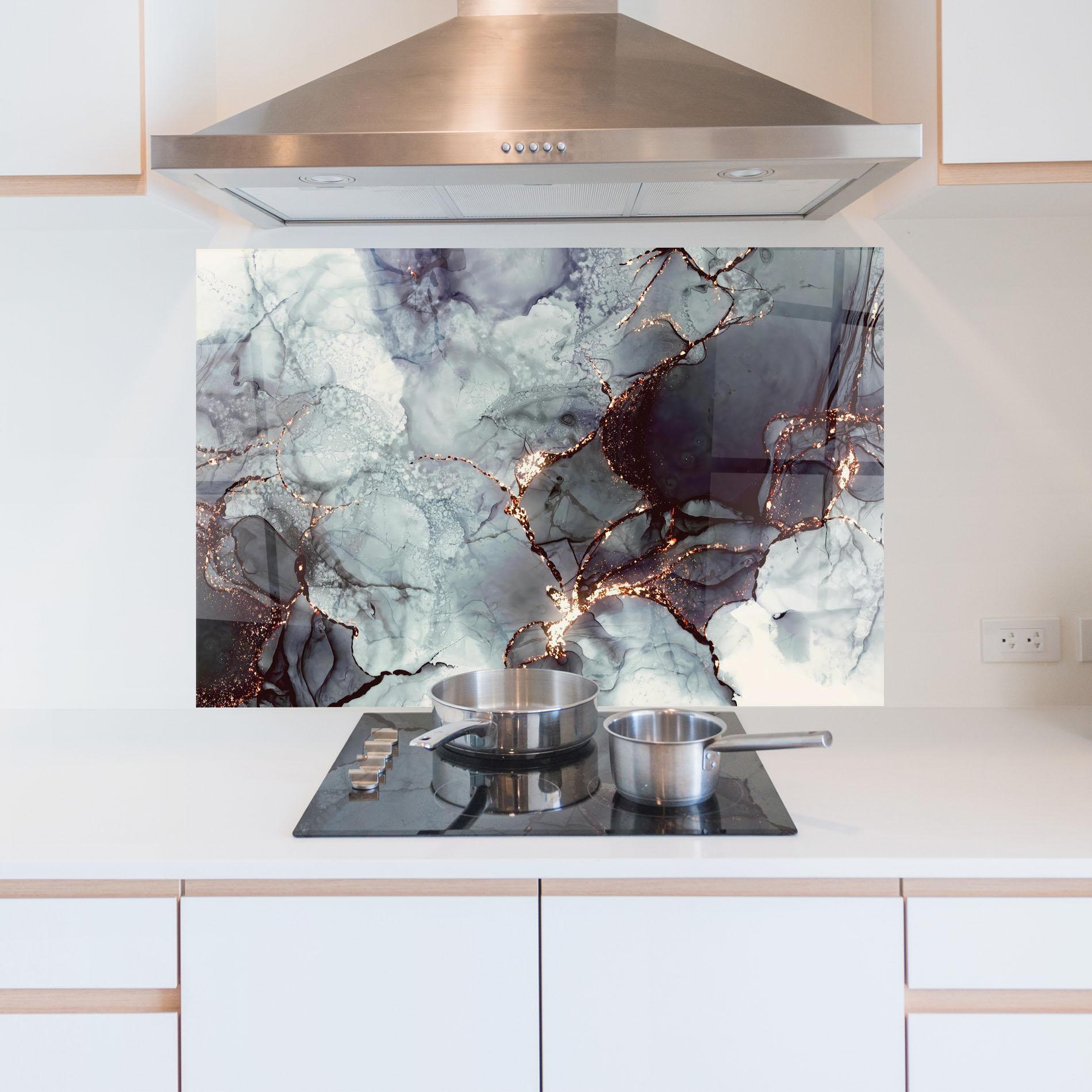 Стъклен панел за кухня Abstract Gold Path mockup 5