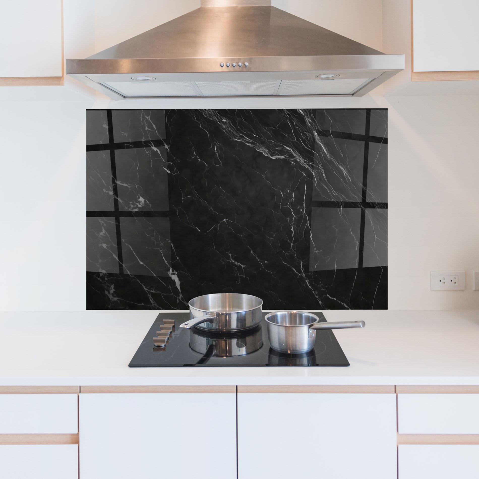 Стъклен панел за кухня Black Marble mockup 5