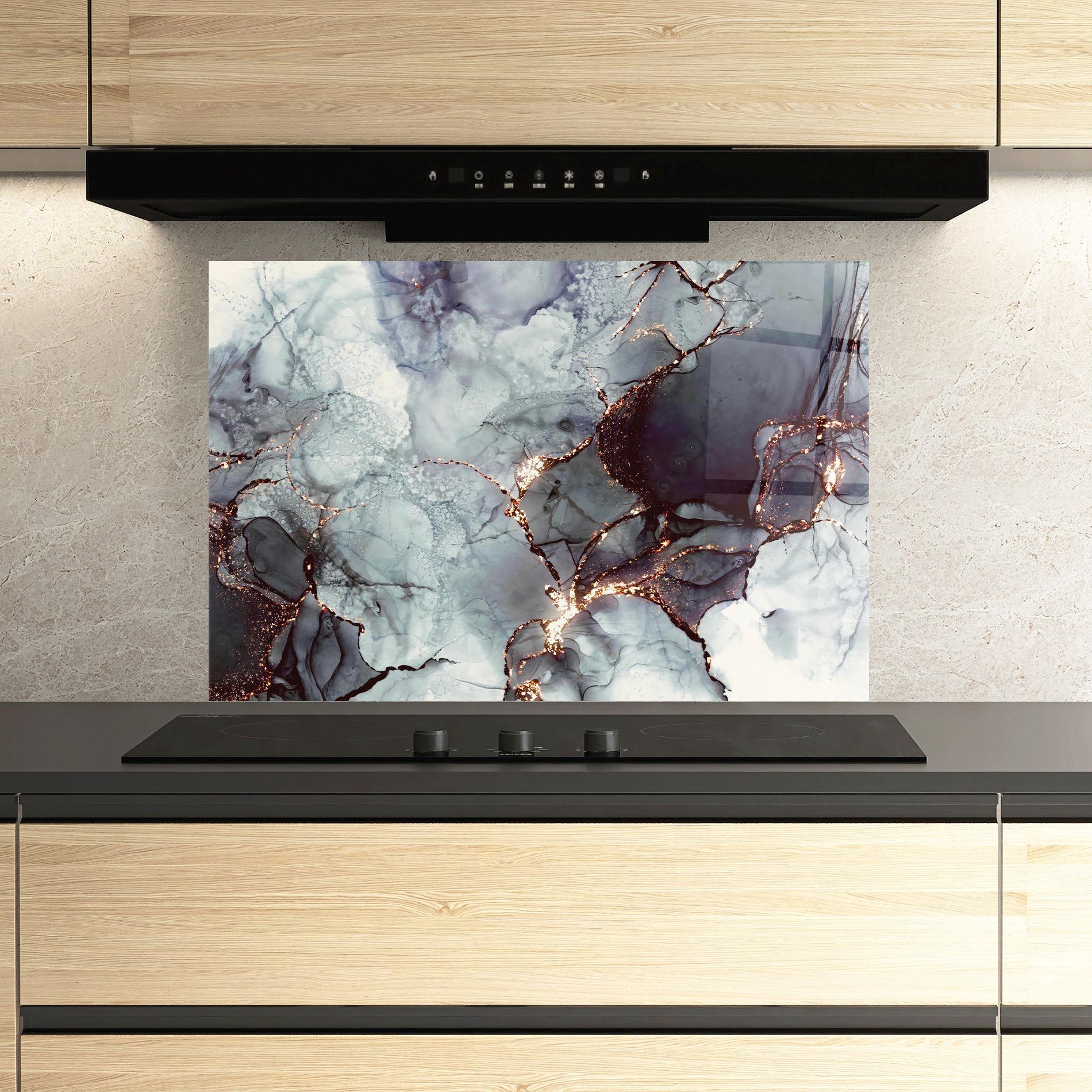 Стъклен панел за кухня Abstract Gold Path mockup 3