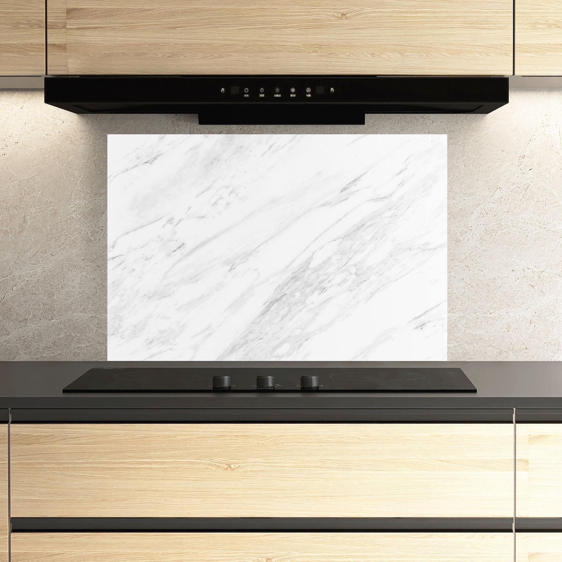 Стъклен панел за кухня Light Grey Marble mockup 3