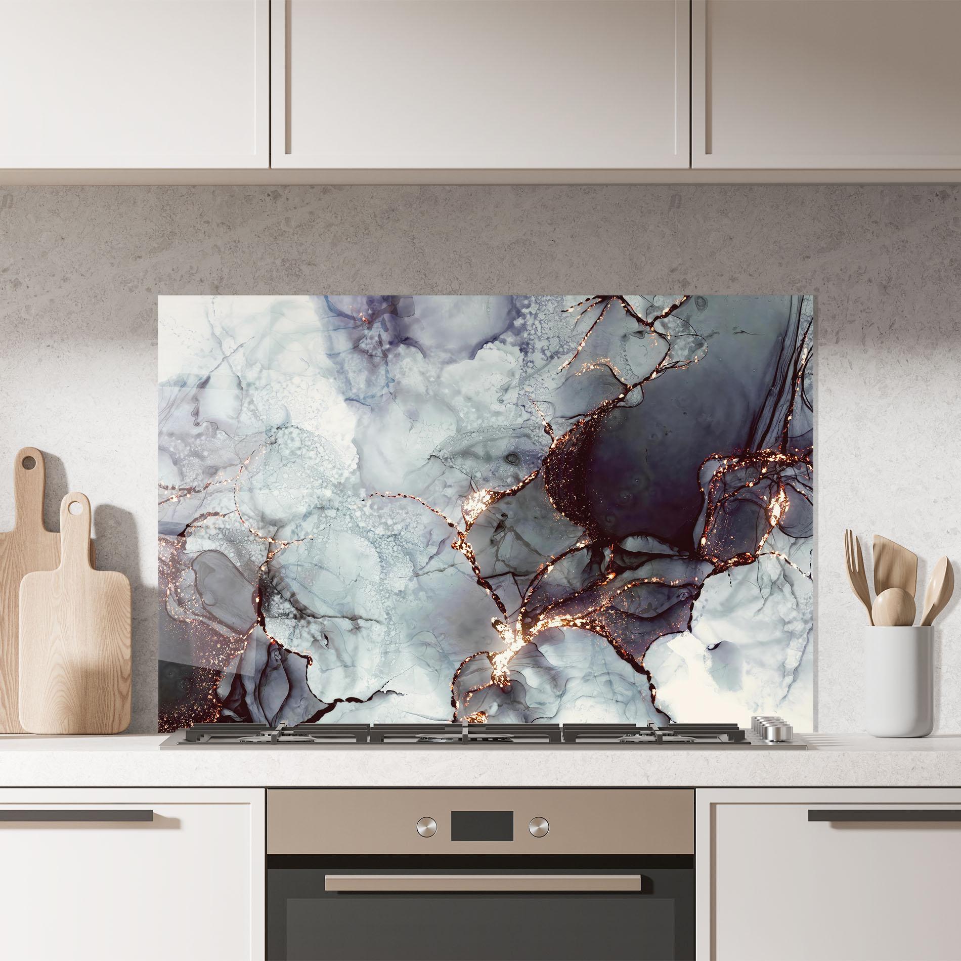 Стъклен панел за кухня Abstract Gold Path mockup 7