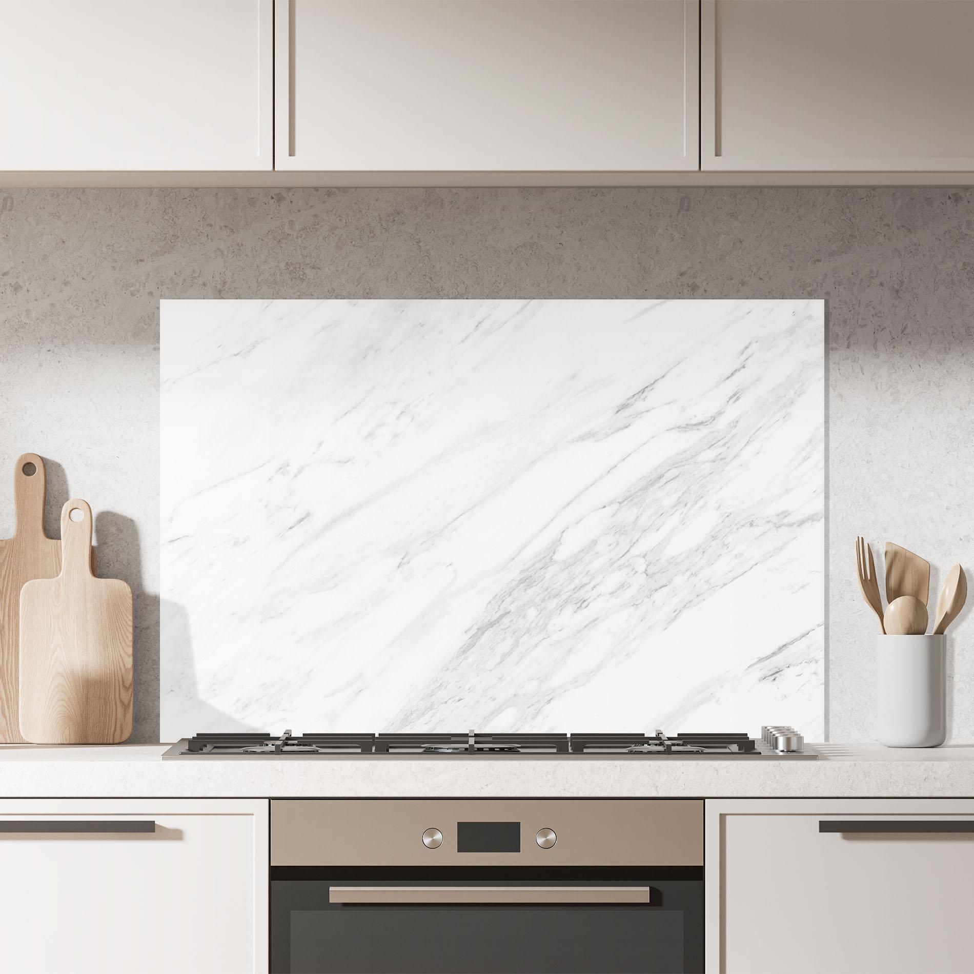 Стъклен панел за кухня Light Grey Marble mockup 7
