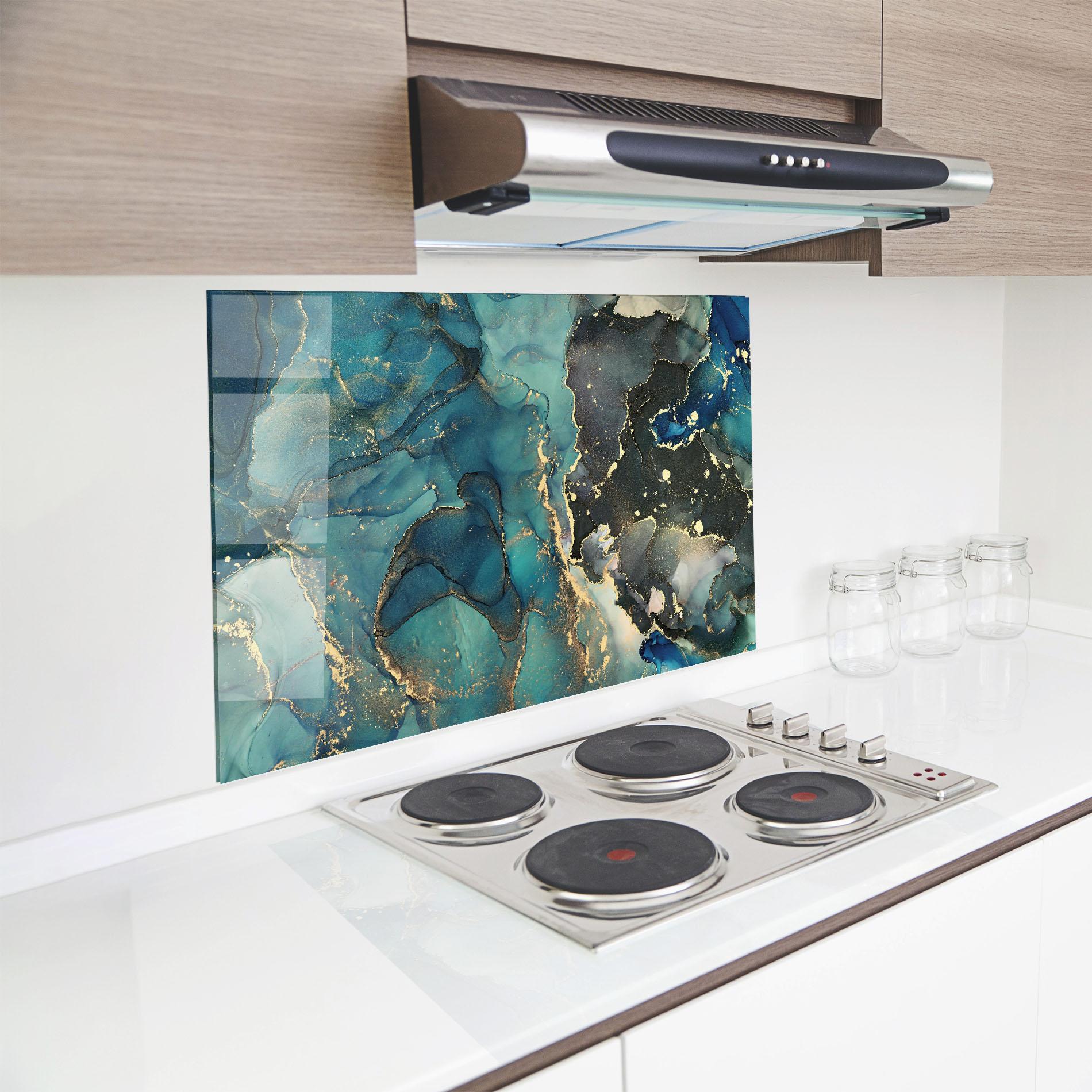 Стъклен панел за кухня Blue Marble mockup 8