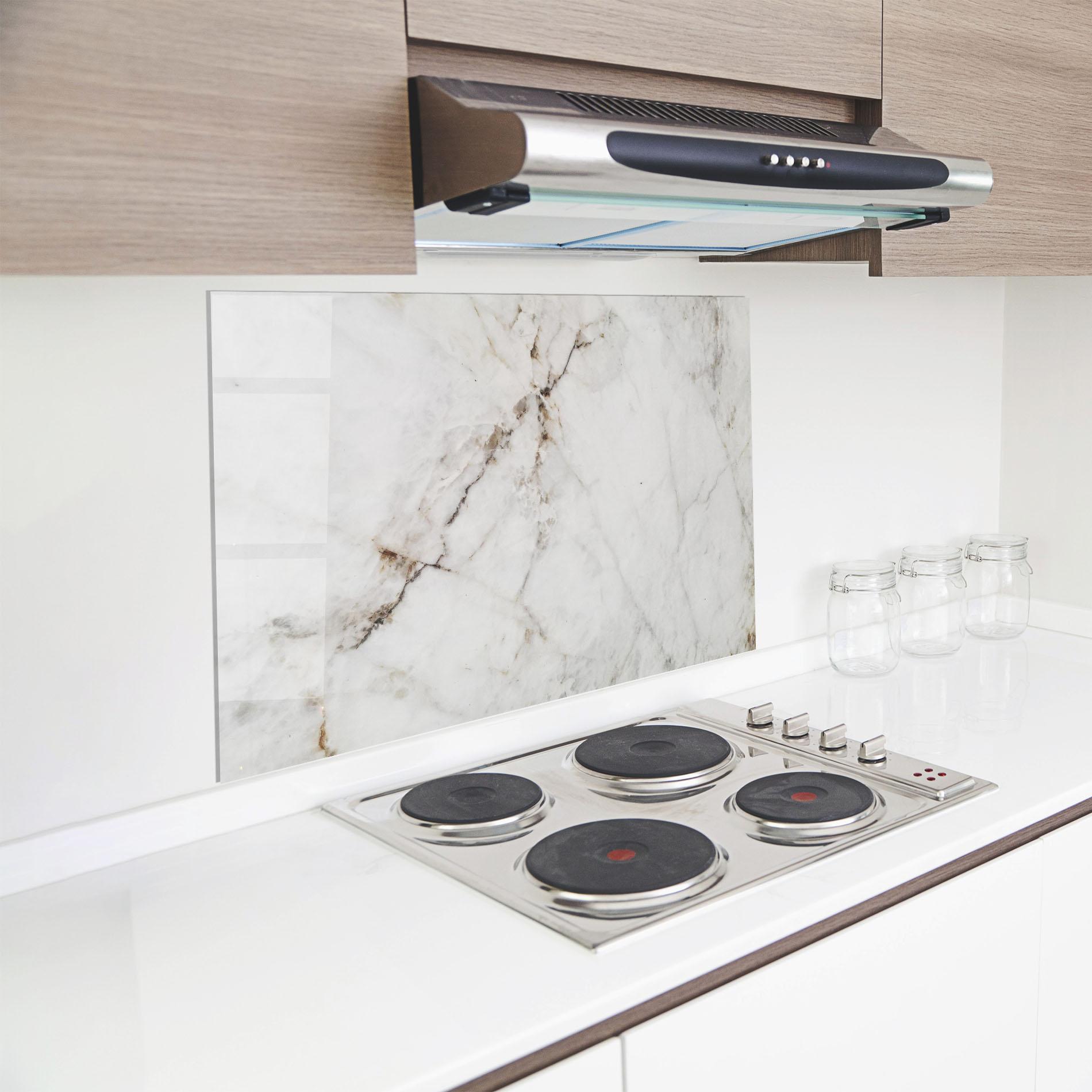 Стъклен панел за кухня Close Up White Marble mockup 8